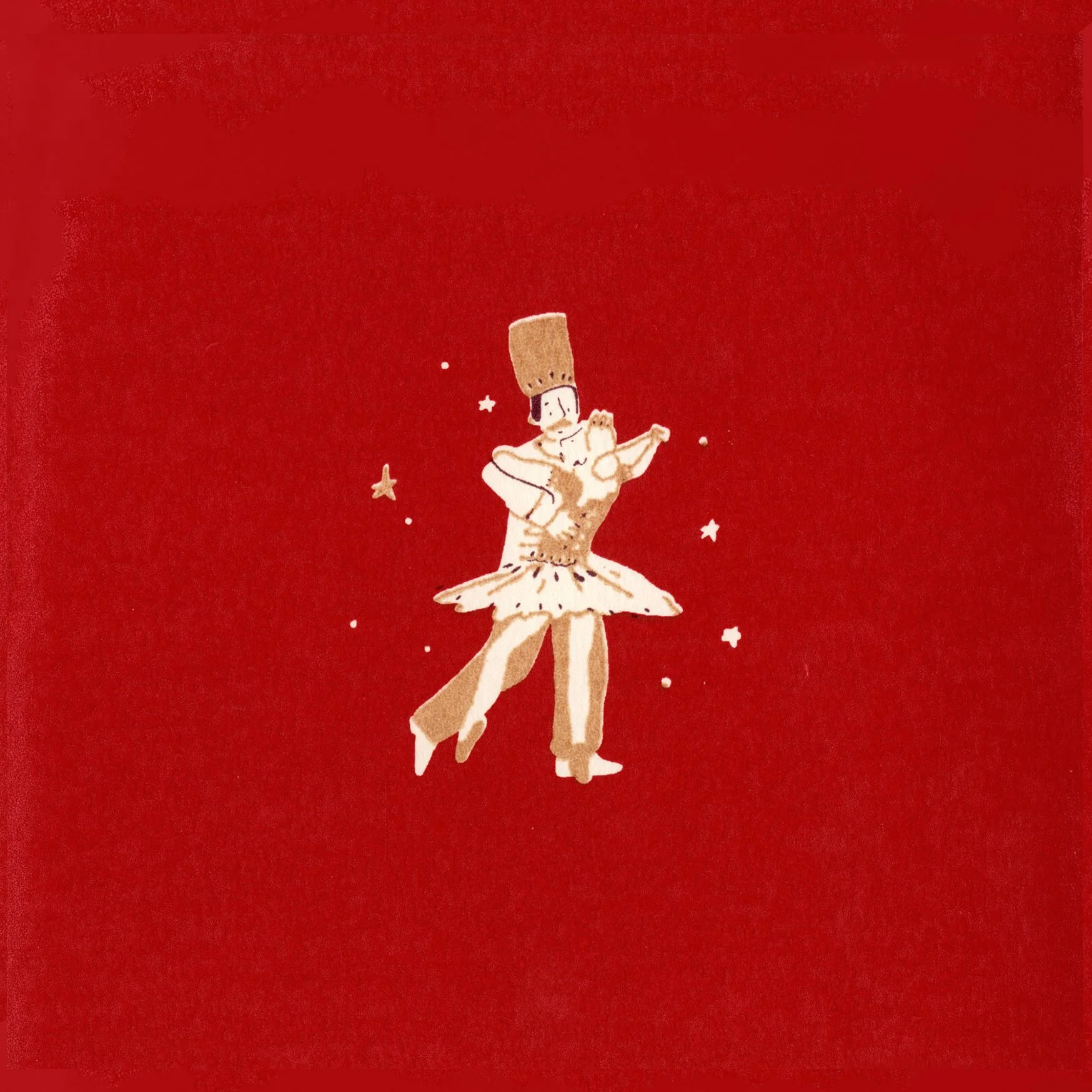 Nutcracker Christmas Card. Inside. Screen print.