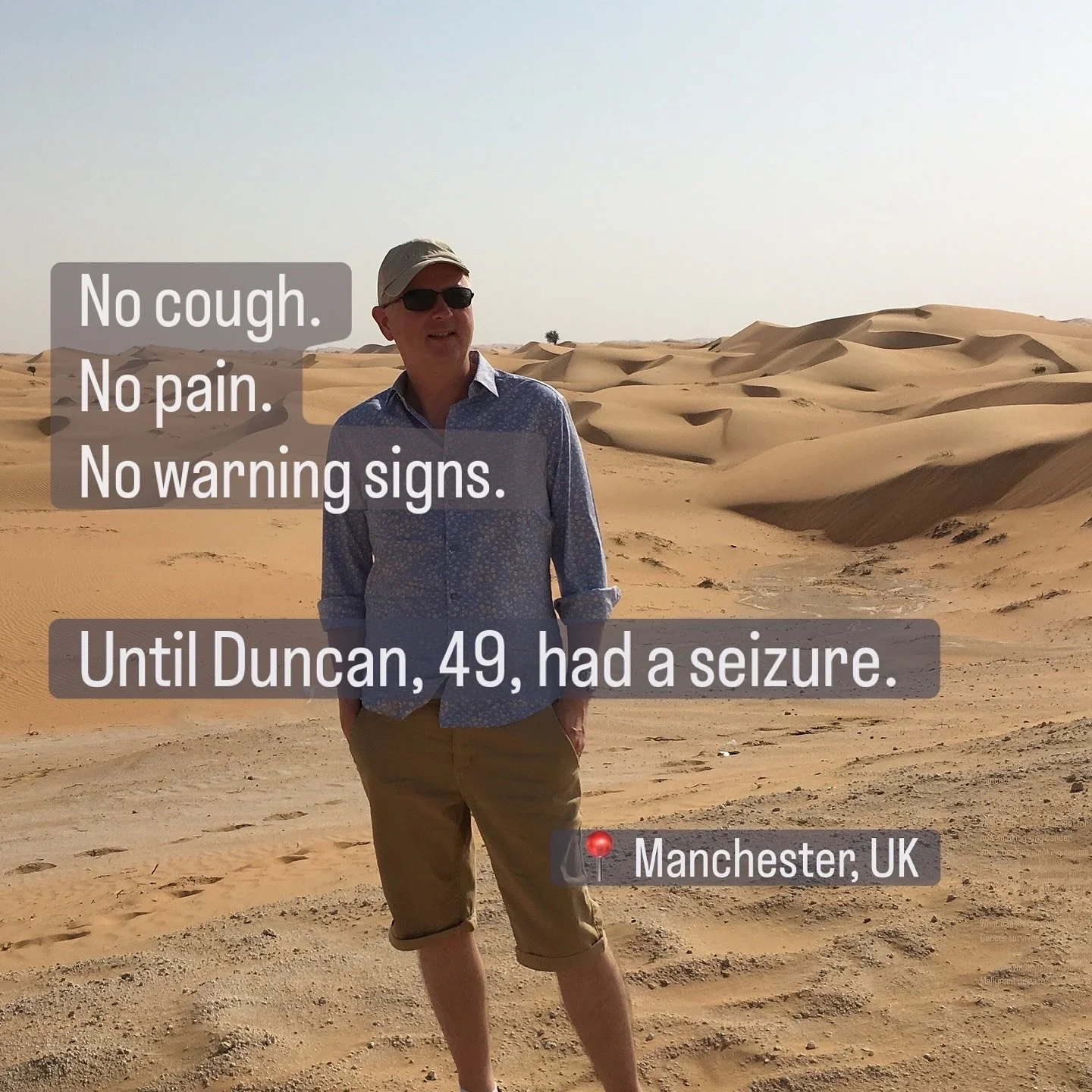 No symptoms. No warning signs. Until Duncan, 49, had a seizure&mdash;and was diagnosed with stage 4 ALK+ lung cancer.

Swipe through his story to see how he faced the unimaginable, fought back with targeted therapy, and went from planning for the wor