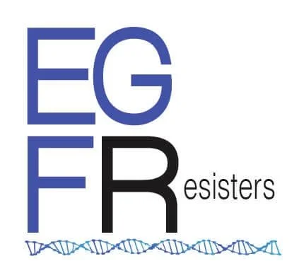 Logo with the letters 'EG' in blue, 'FR' in black, and the word 'Resisters' separated, with a DNA strand illustration underneath.