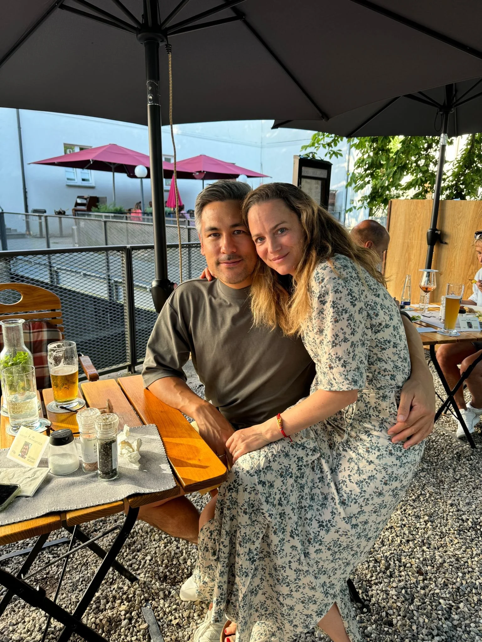 Kathrin and her husband - they were relieved that her prognosis is better than expected even though lung cancer is the biggest cancer killer