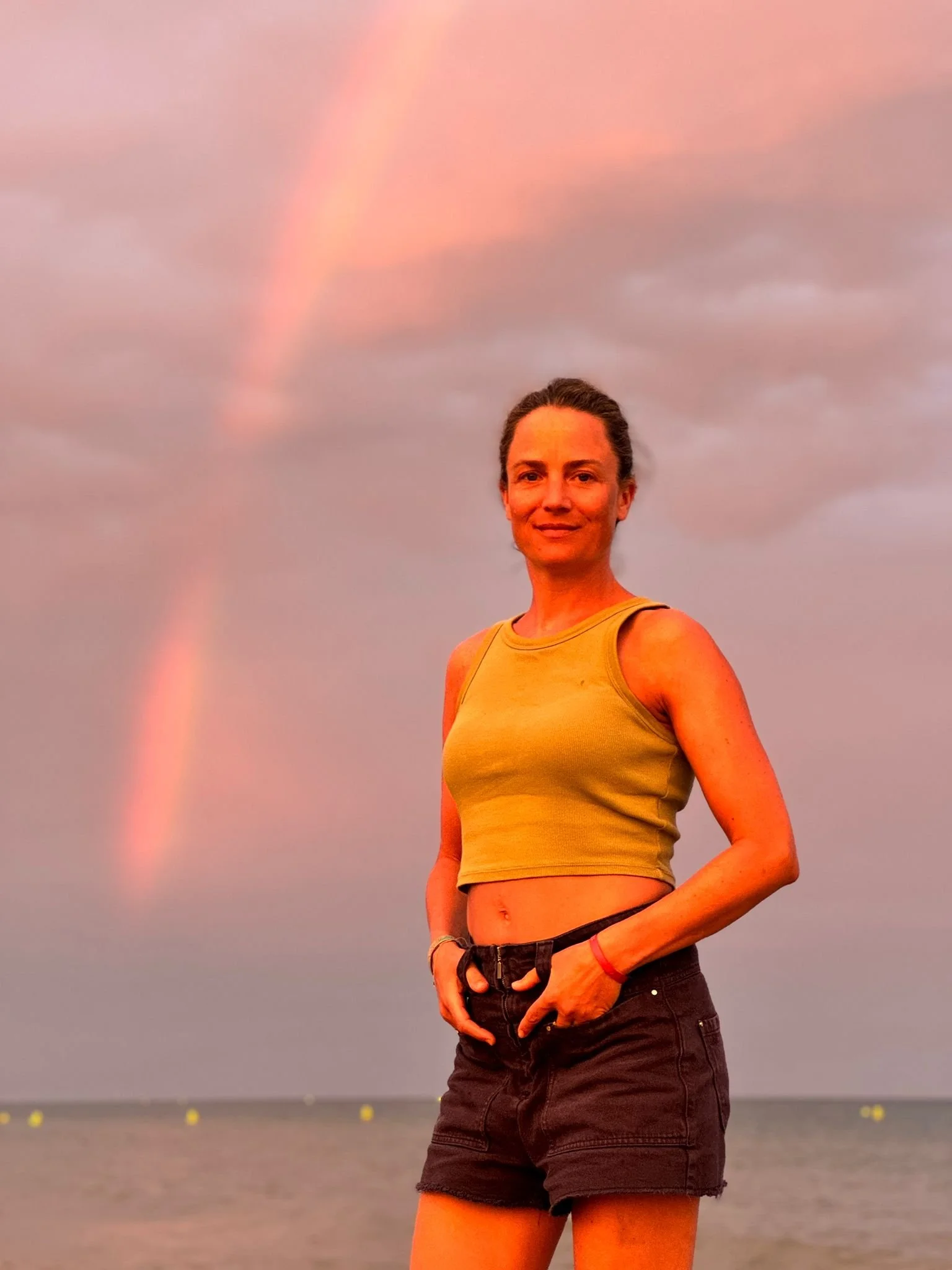 Kathrin with a rainbow. She says she's dreaming for a cure.