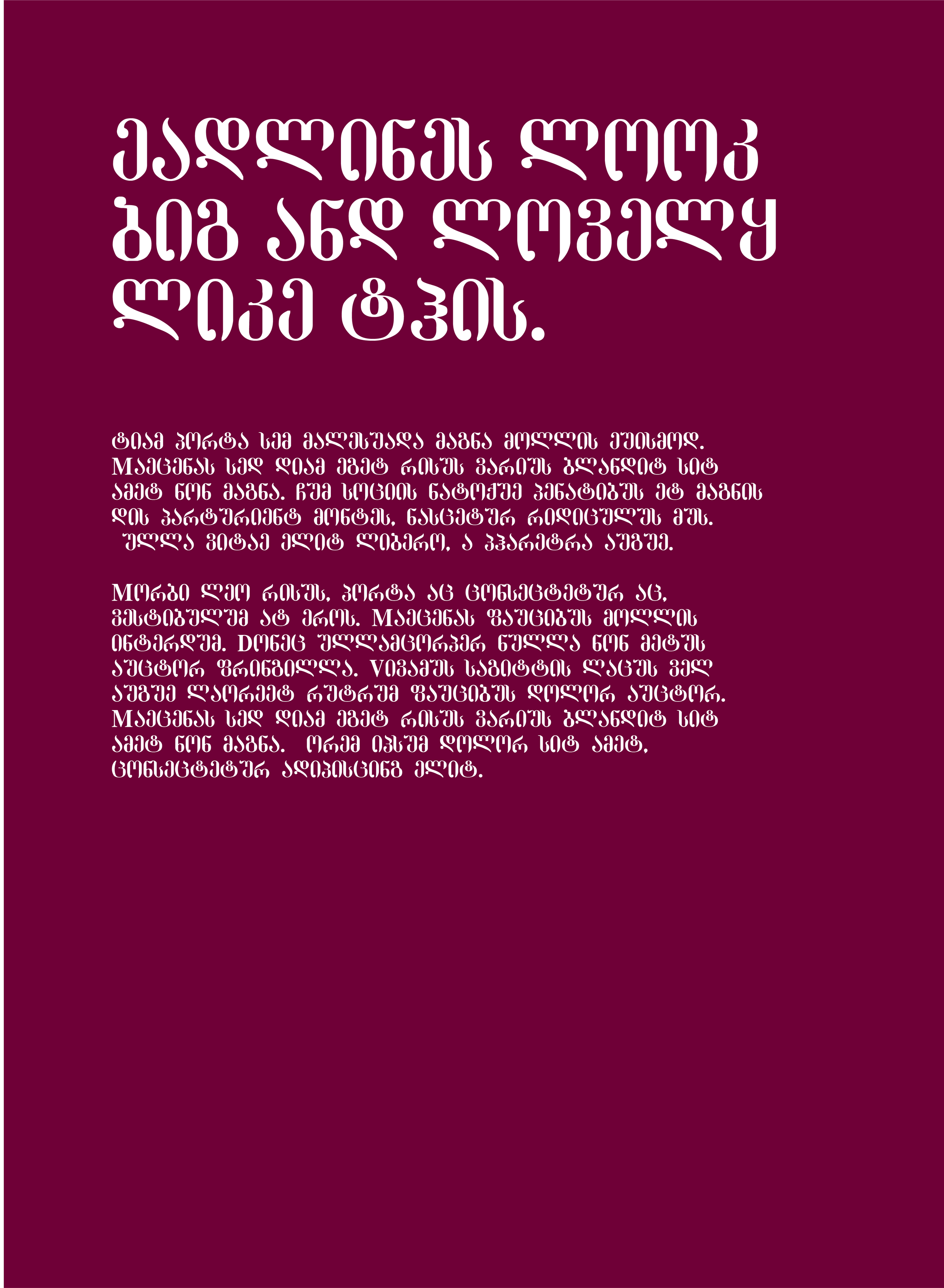 Typographic style in Georgian for Rioni Hostel