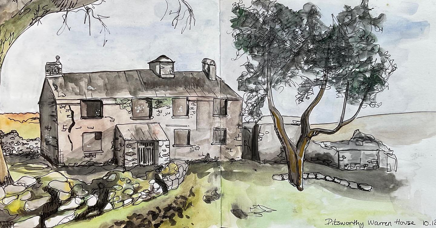 Old sketchbook pages of Dartmoor&rsquo;s Ditsworthy Warren House