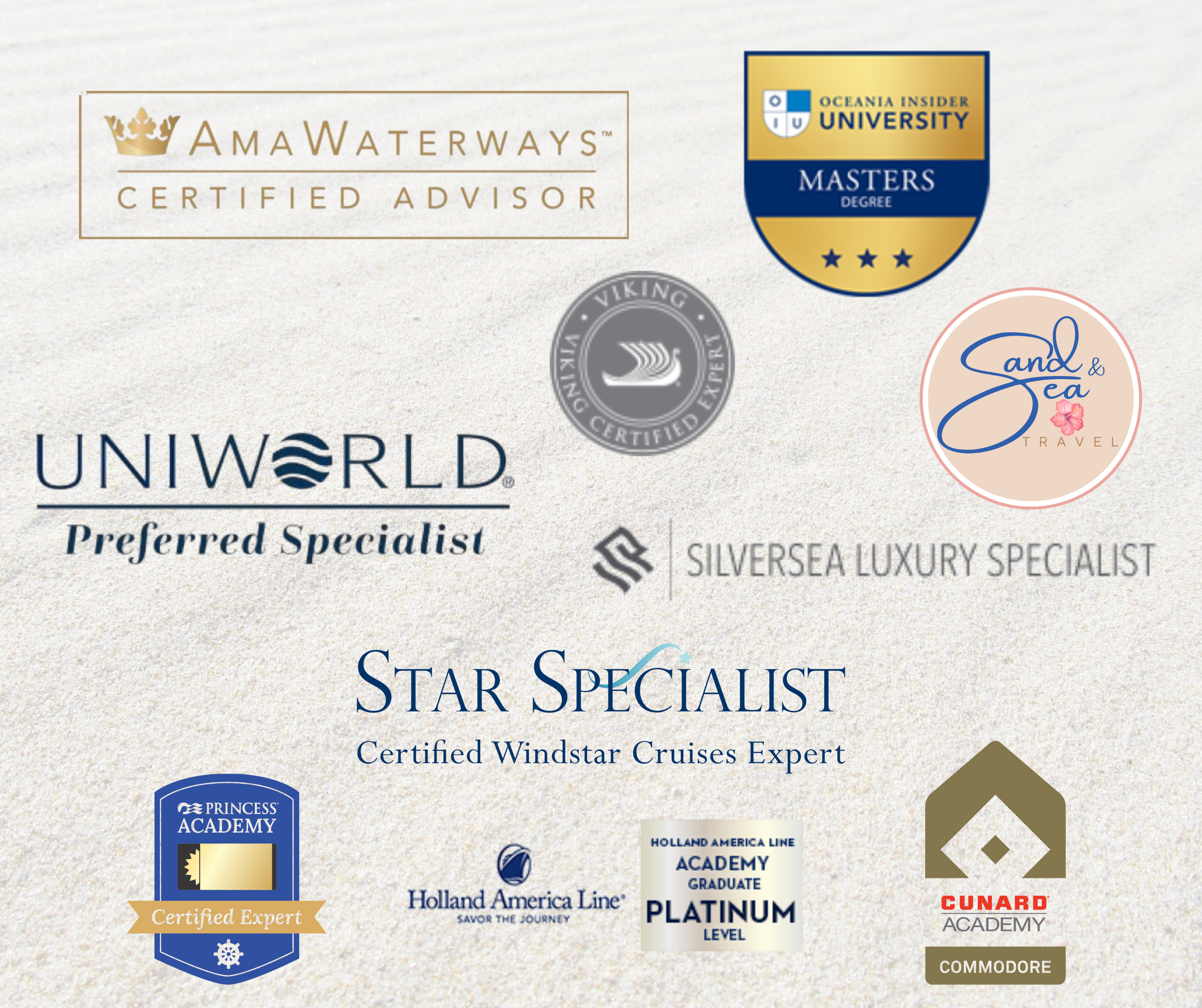 Deidre Miles has both premium and luxury cruise line certifications.