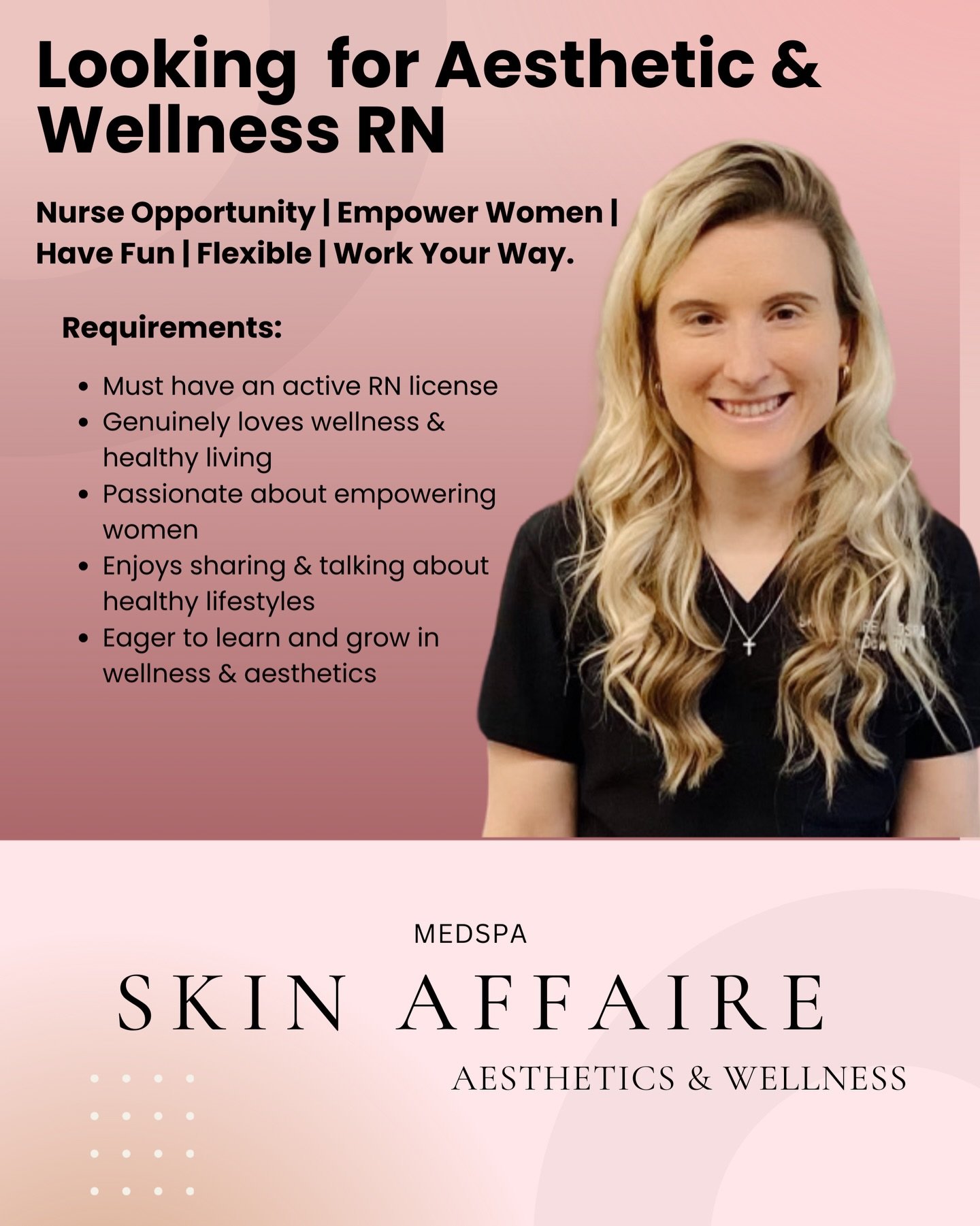 Are you a nurse with a passion for wellness, not just for others, but for yourself, too? If you&rsquo;re inspired by empowering women, love seeing your clients thrive, and want to keep learning, Skin Affaire MedSpa could be the perfect spot for you!?