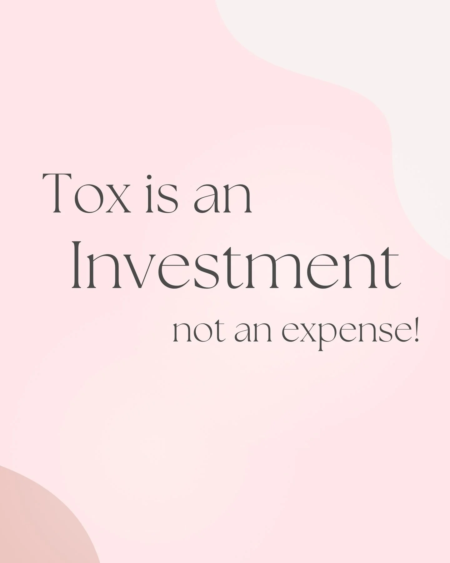 Tox isn&rsquo;t just an expense: it&rsquo;s the ultimate self-care investment for radiant, confident skin that lasts!✨ When you treat yourself to Botox, you&rsquo;re choosing smoother skin, fewer fine lines, and years of gorgeous memories. It&rsquo;s