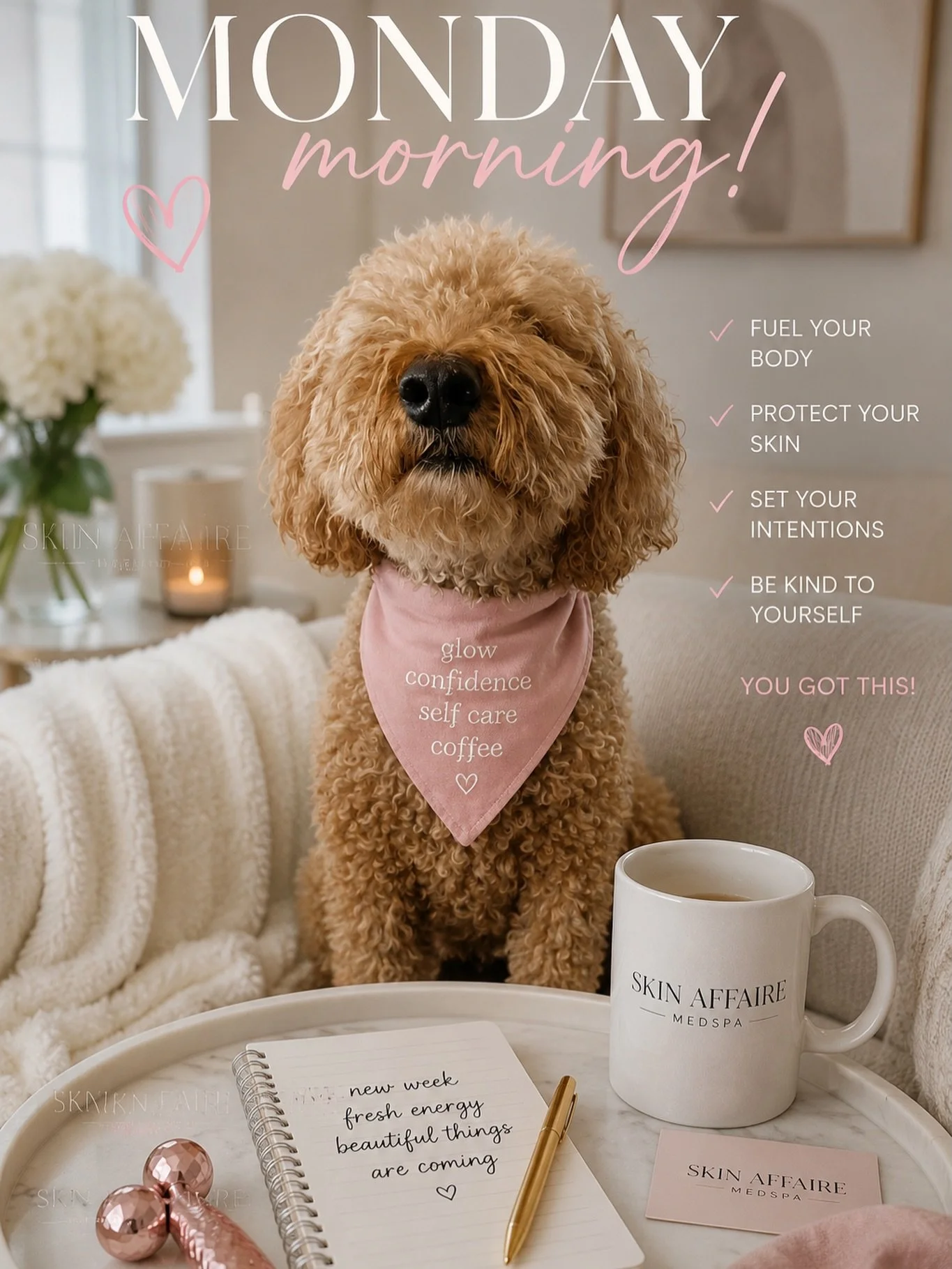 🐾 A little Monday motivation from Emmie. 🤍

Life is better with wagging tails, glowing skin, and a fresh start every Monday.

Take a few extra minutes today to nourish your body, protect your skin, set your intentions, and give yourself the same ki