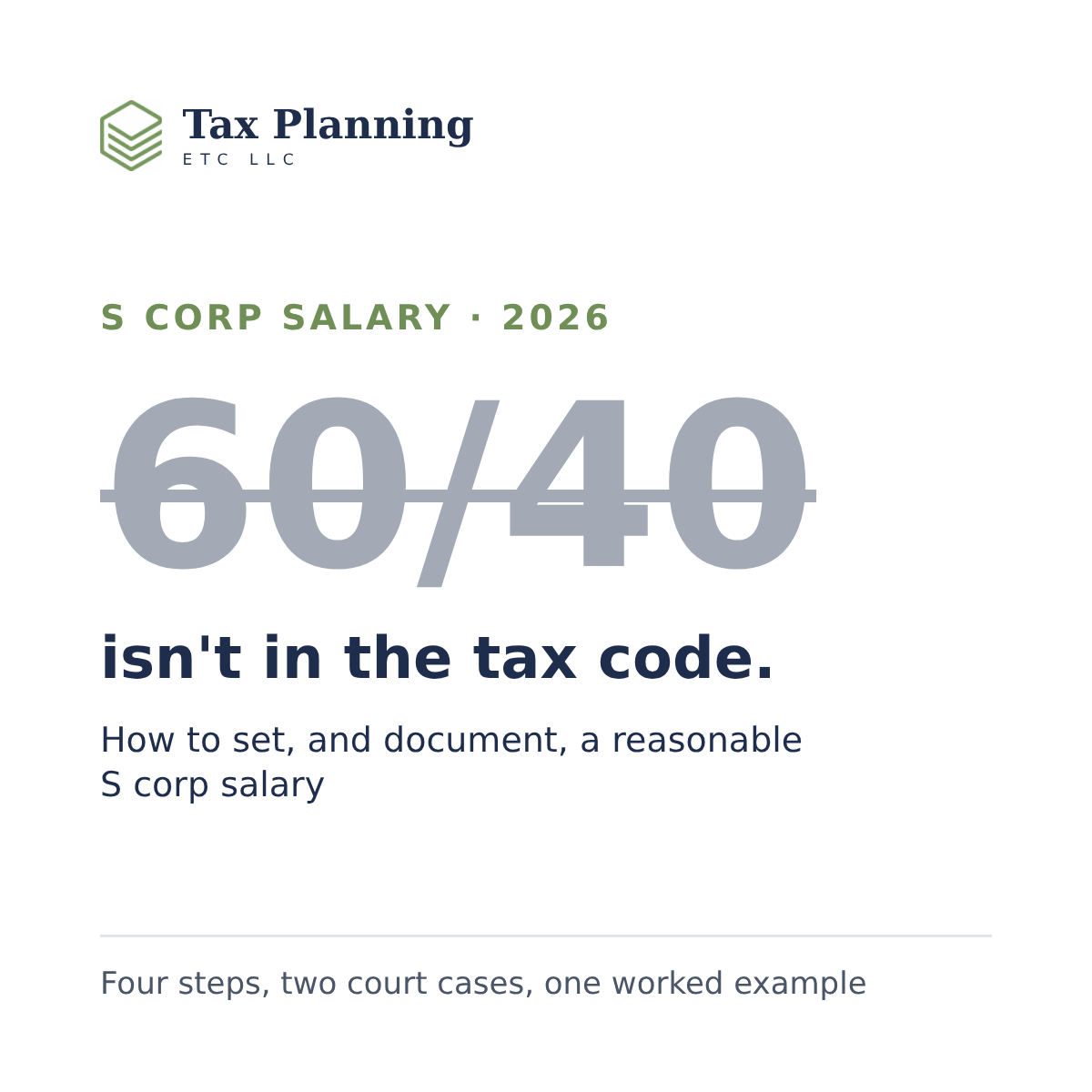 How to Set (and Document) a Reasonable S Corp Salary in 2026