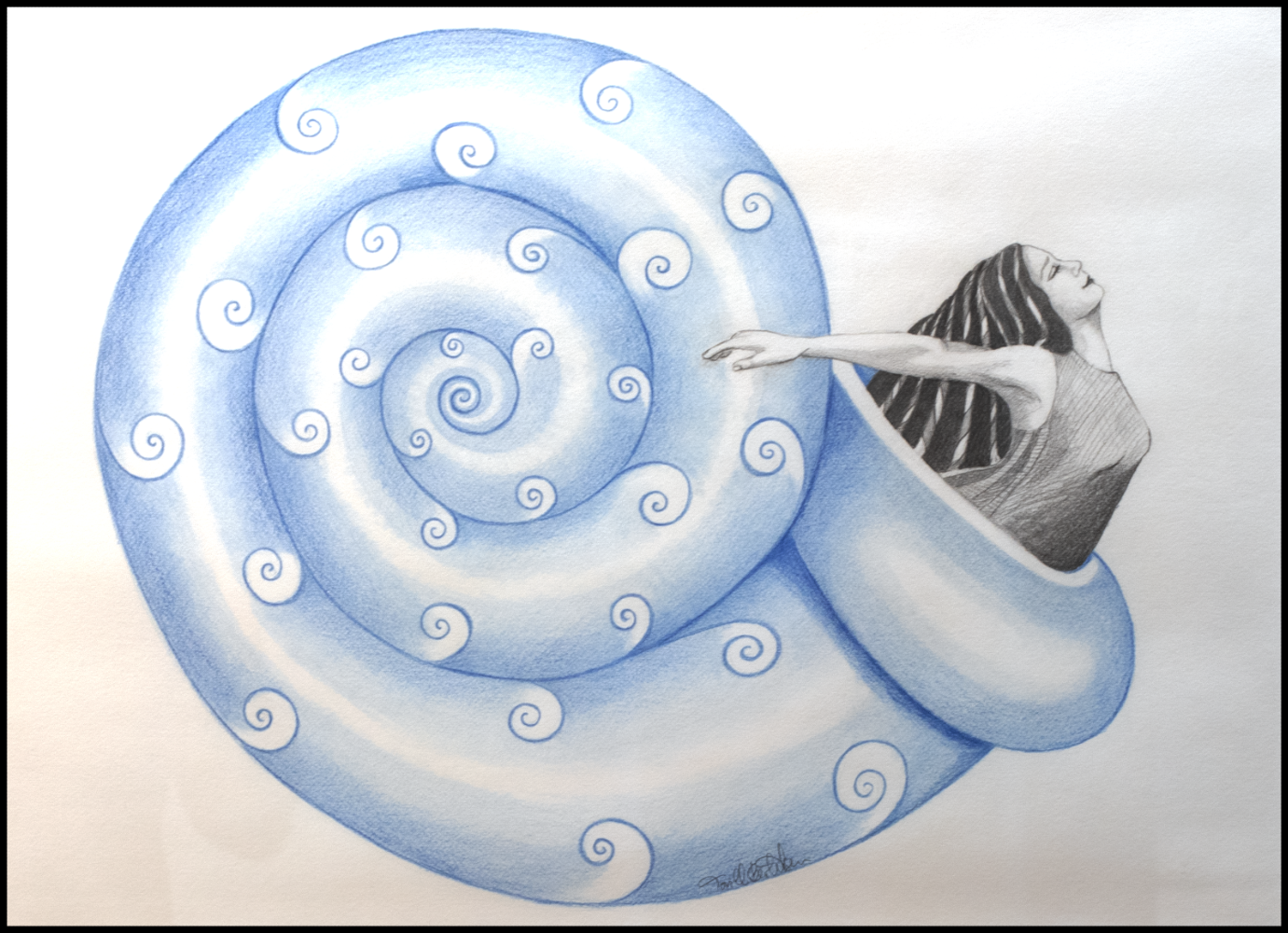 "Blå spiral med kvinne"