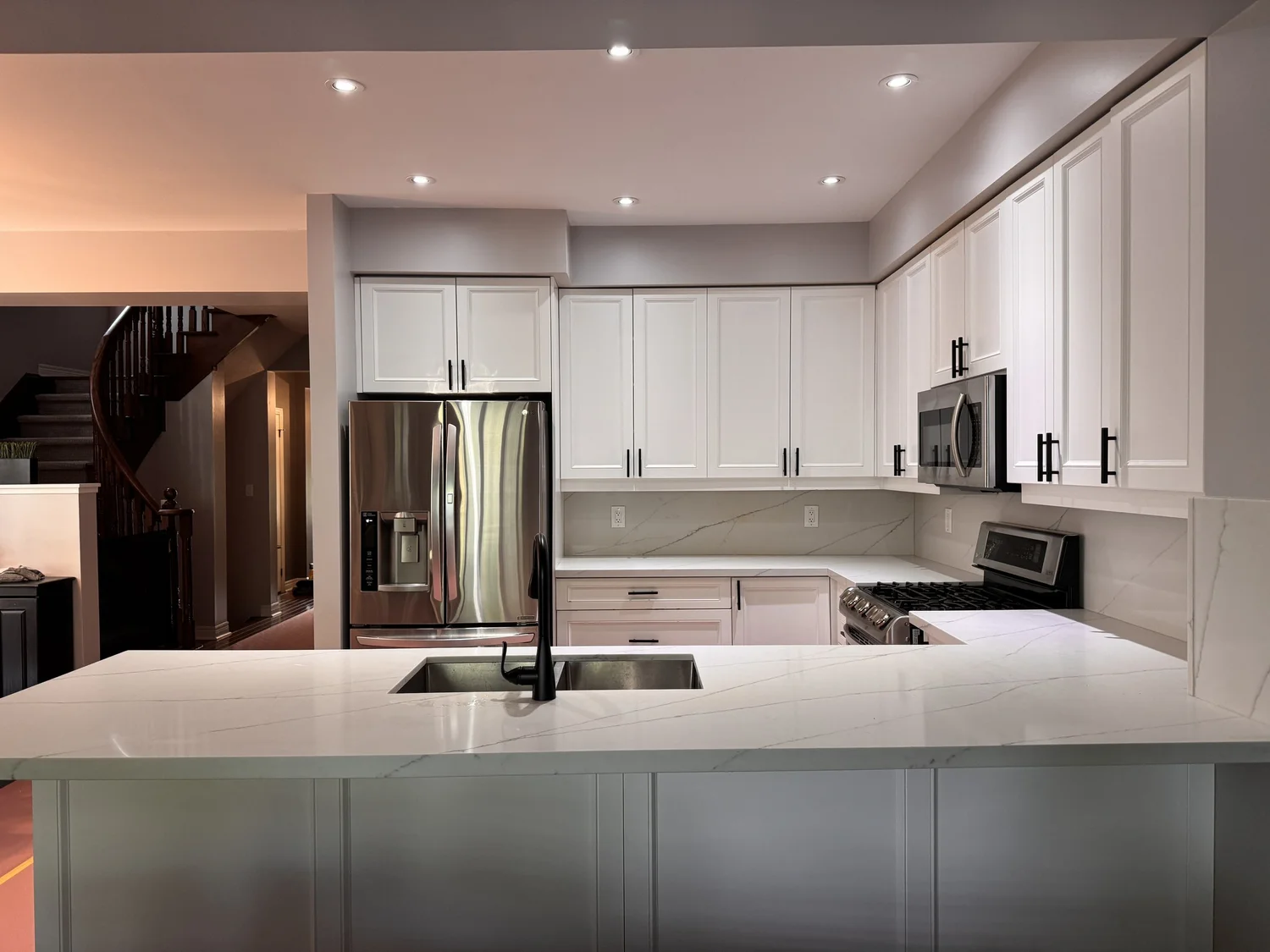 A bright white kitchen in everyday use