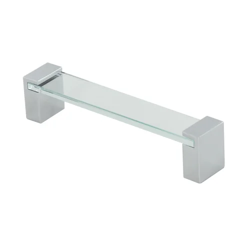 Lucid Cabinet Pull in glass and brushed nickel, 128 mm