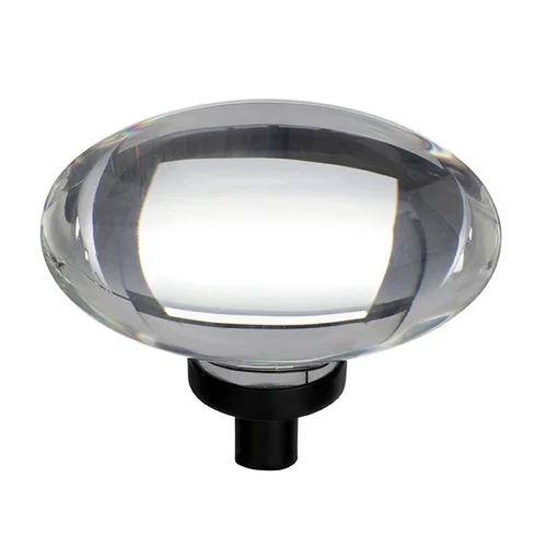 Glacio Oval Cabinet Knob by Amerock in clear and black bronze