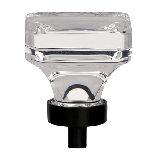Glacio Square Cabinet Knob by Amerock in clear and black bronze