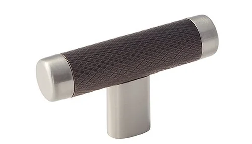Esquire Cabinet T-Knob by Amerock in polished nickel and black bronze
