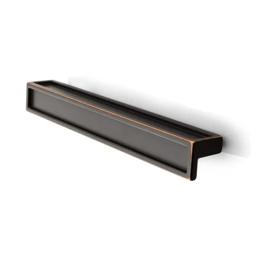 Concrete Transitional Cabinet Pull in black with copper, 160 mm