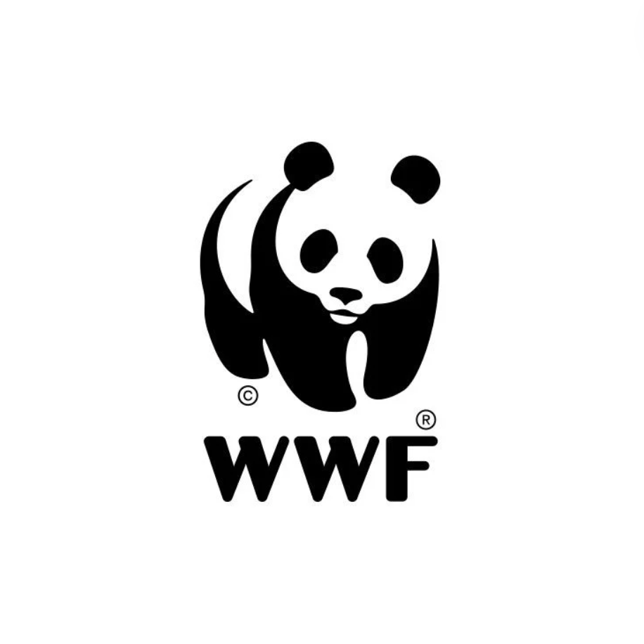 Black and white WWF logo featuring a panda bear above the letters 'WWF'.