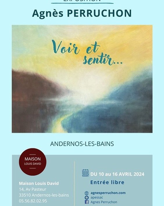 la date approche ! Venez partager , &eacute;changer autour de ma nouvelle exposition &laquo;&nbsp;Voir et Sentir&nbsp;&raquo; #agnesperruchon #andernoslesbains #maisonlouisdavid #peintures #expoditions