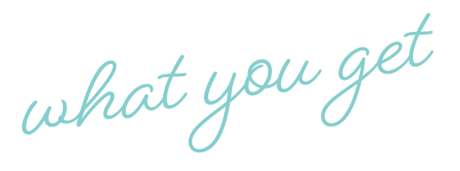 Stylized handwritten text that says "what you get" in light blue on a black background.