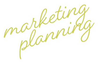 Handwritten text reading 'marketing planning' in light yellow on a black background.