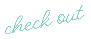 Text saying 'check out' in teal cursive font
