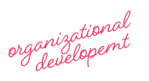 Text reading 'organizational development' in pink cursive font.