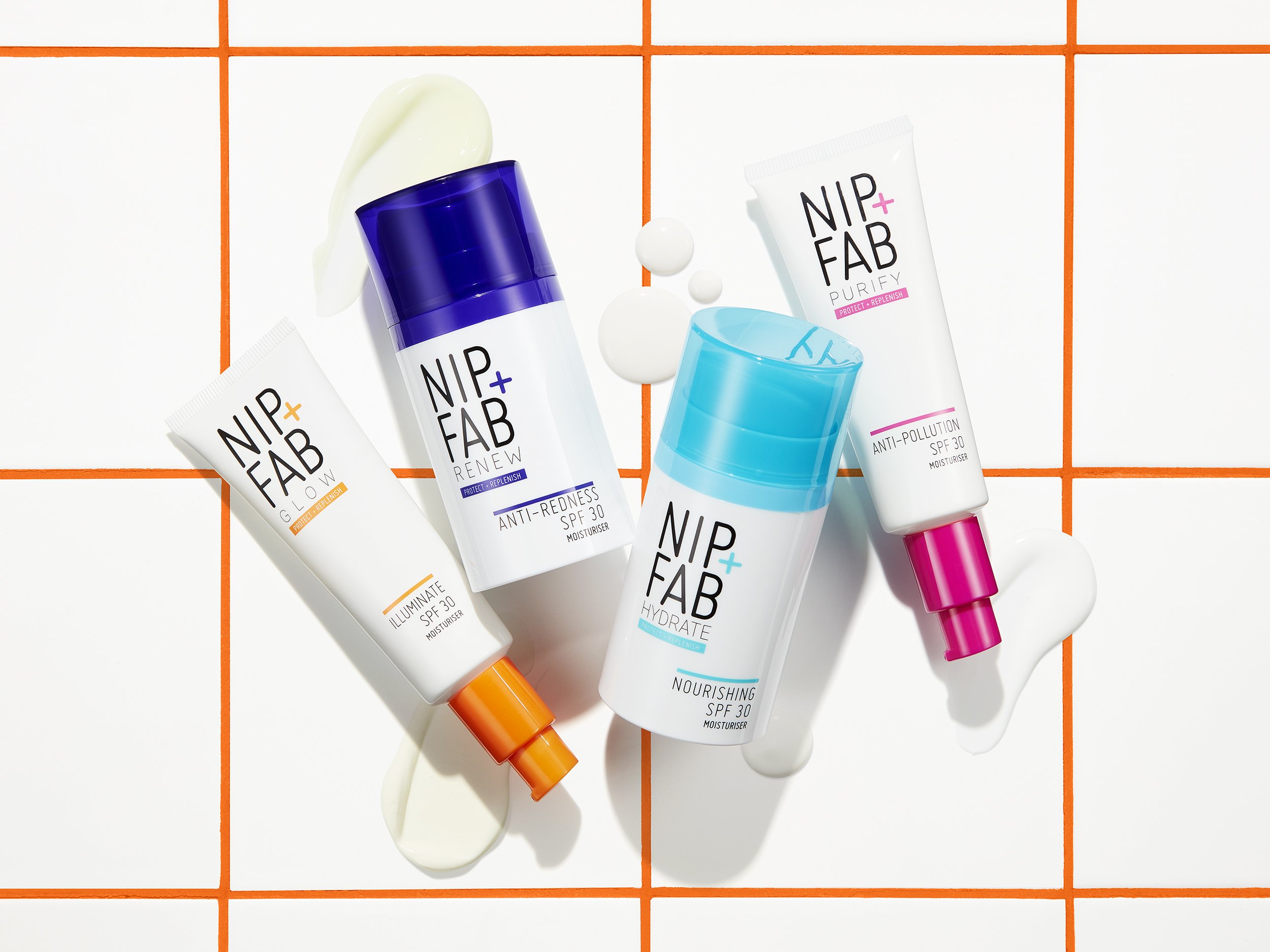 Nip+Fab 4 SPFs - Creative skincare by London based product photographer Simon Lyle Ritchie 