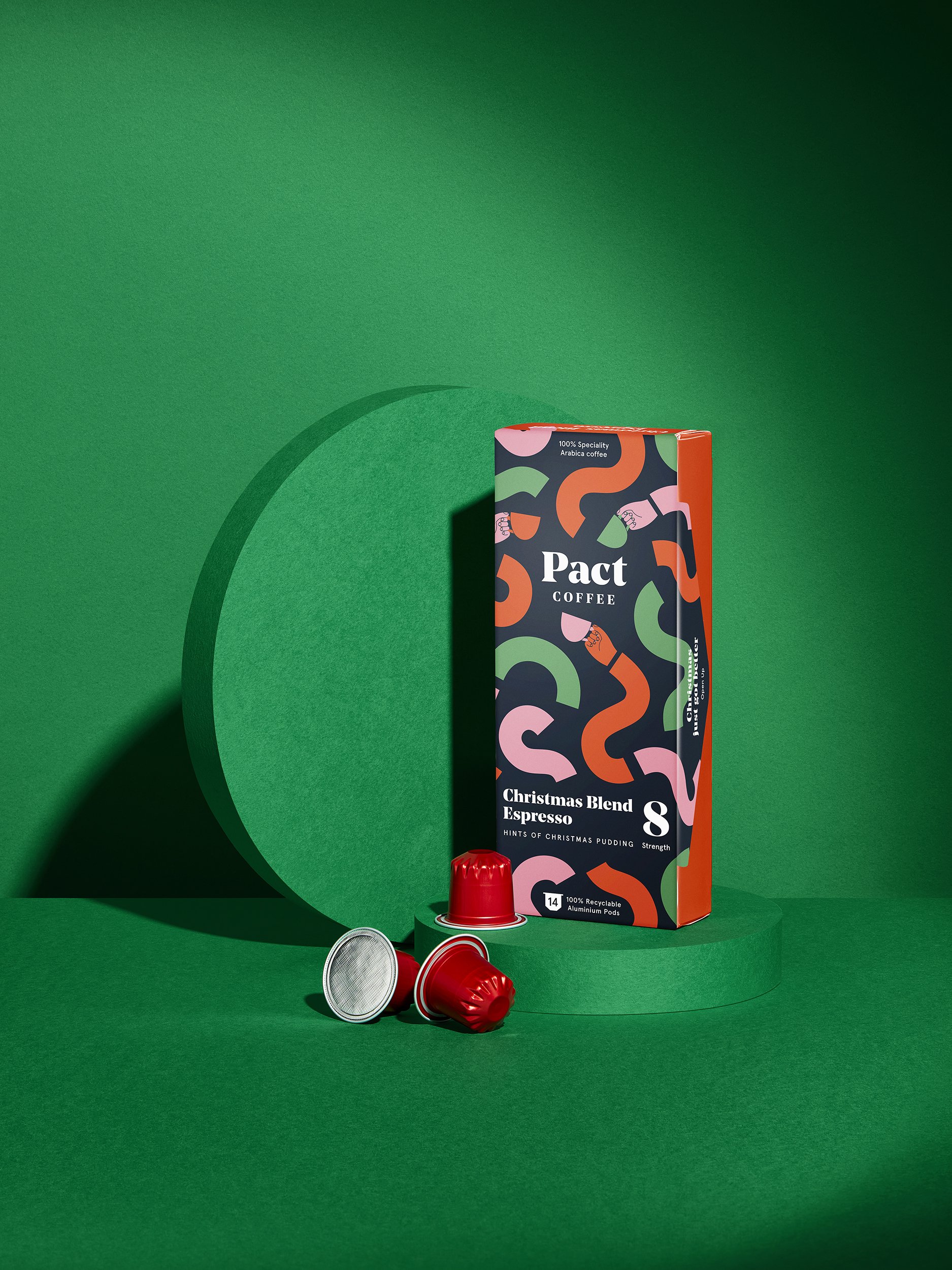 Pact coffee Christmas blend - creative product packshot photographer Simon Lyle Ritchie