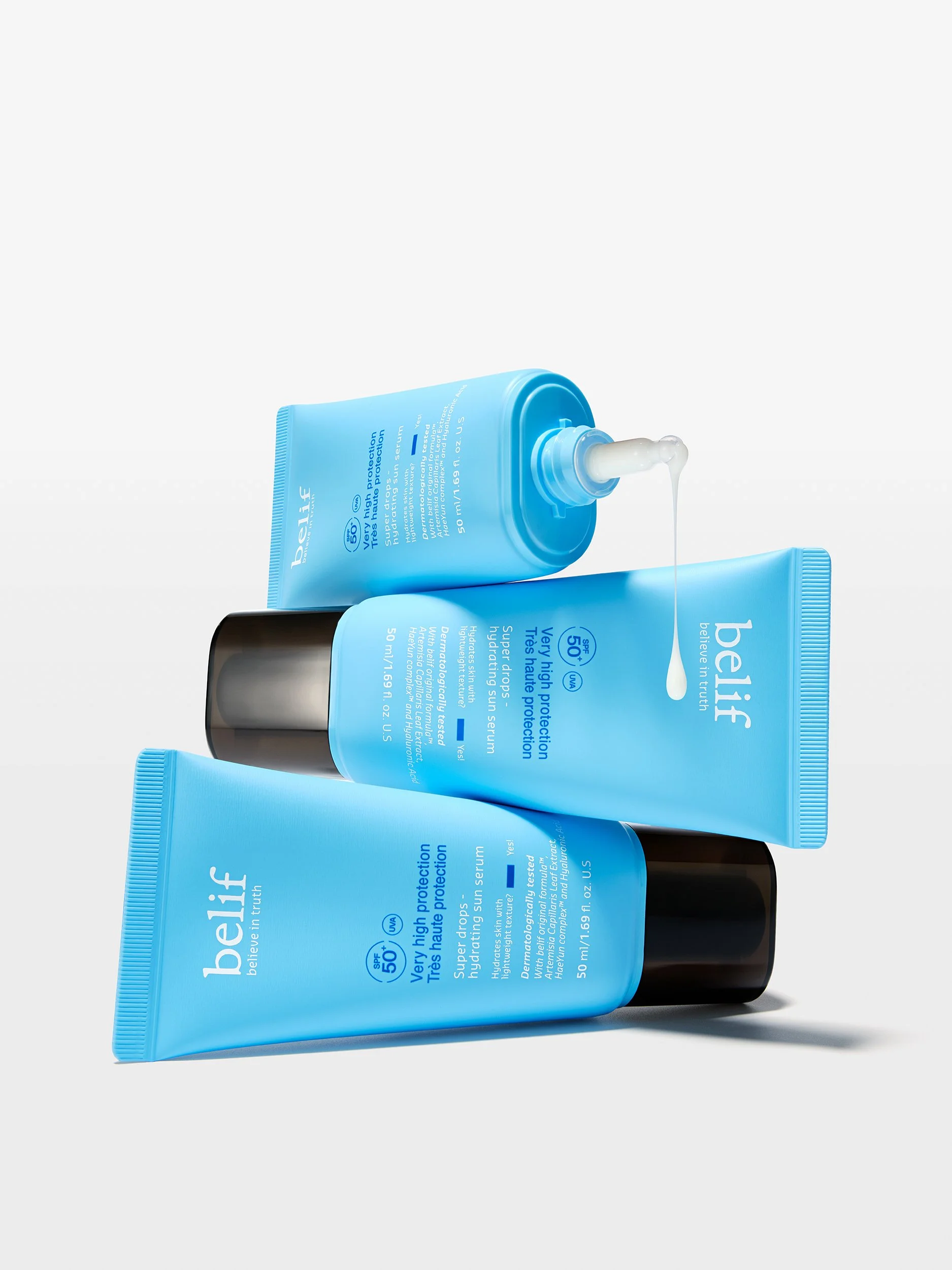 Belif Super drops hydrating sun serum -drip photography by Simon Lyle Ritchie