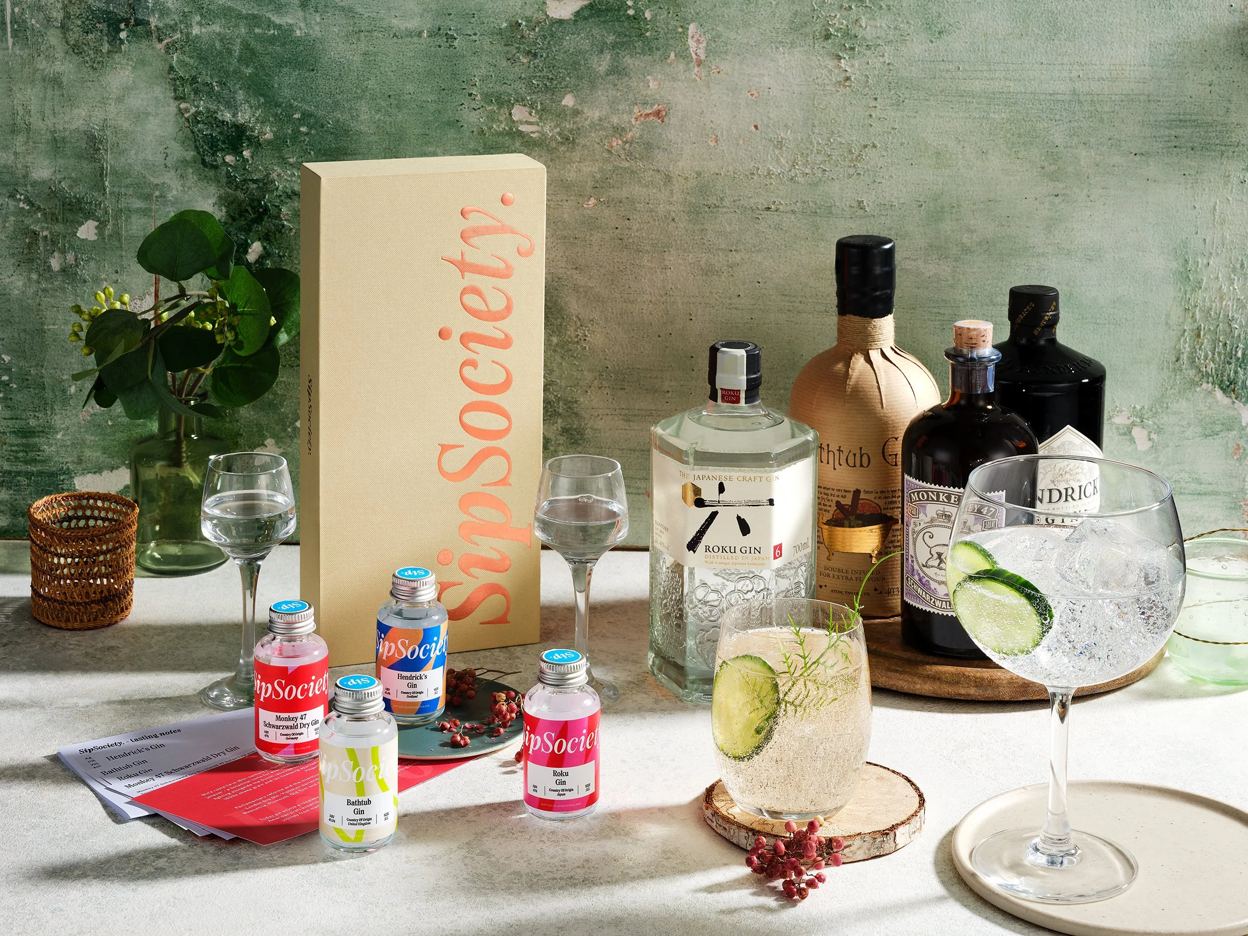 Sip Society gin collection shot by food and drink photographer Simon Lyle Ritchie