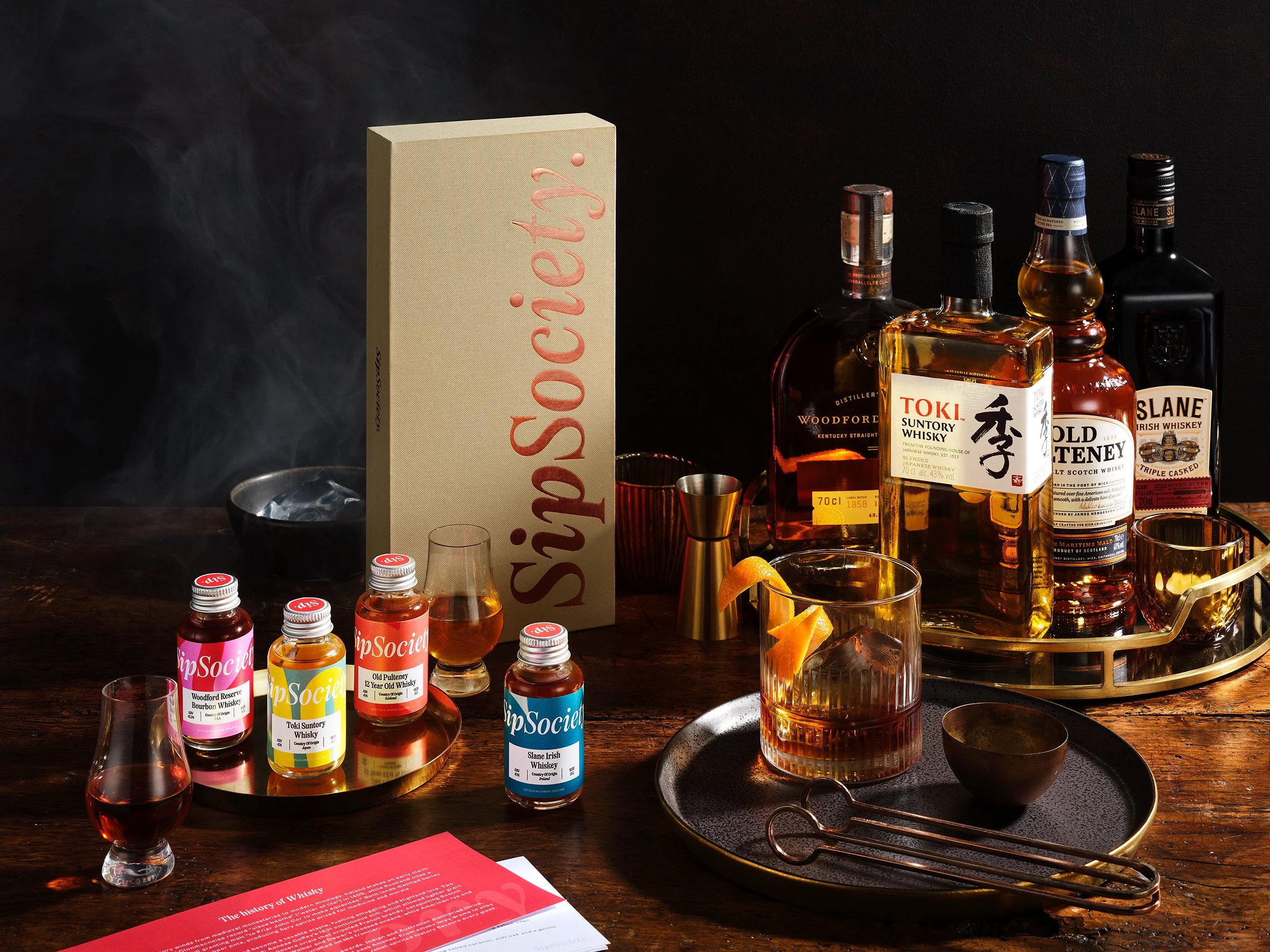 Sip Society Whiskey collection shot by London based food and beverage photographer Simon Lyle