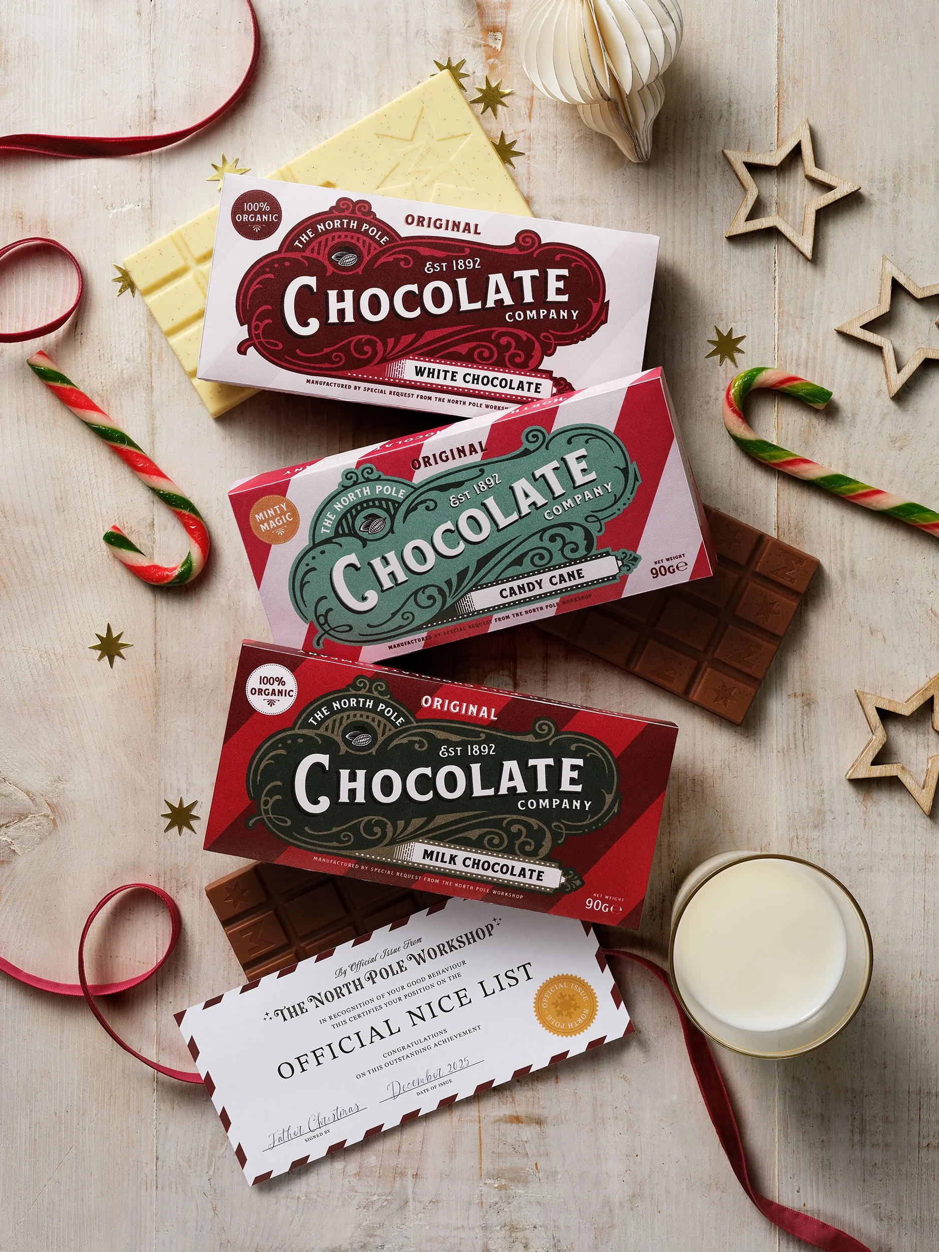 The Handmade Christmas Co Chocolate selection photographed by advertising food photographer Simon Lyle