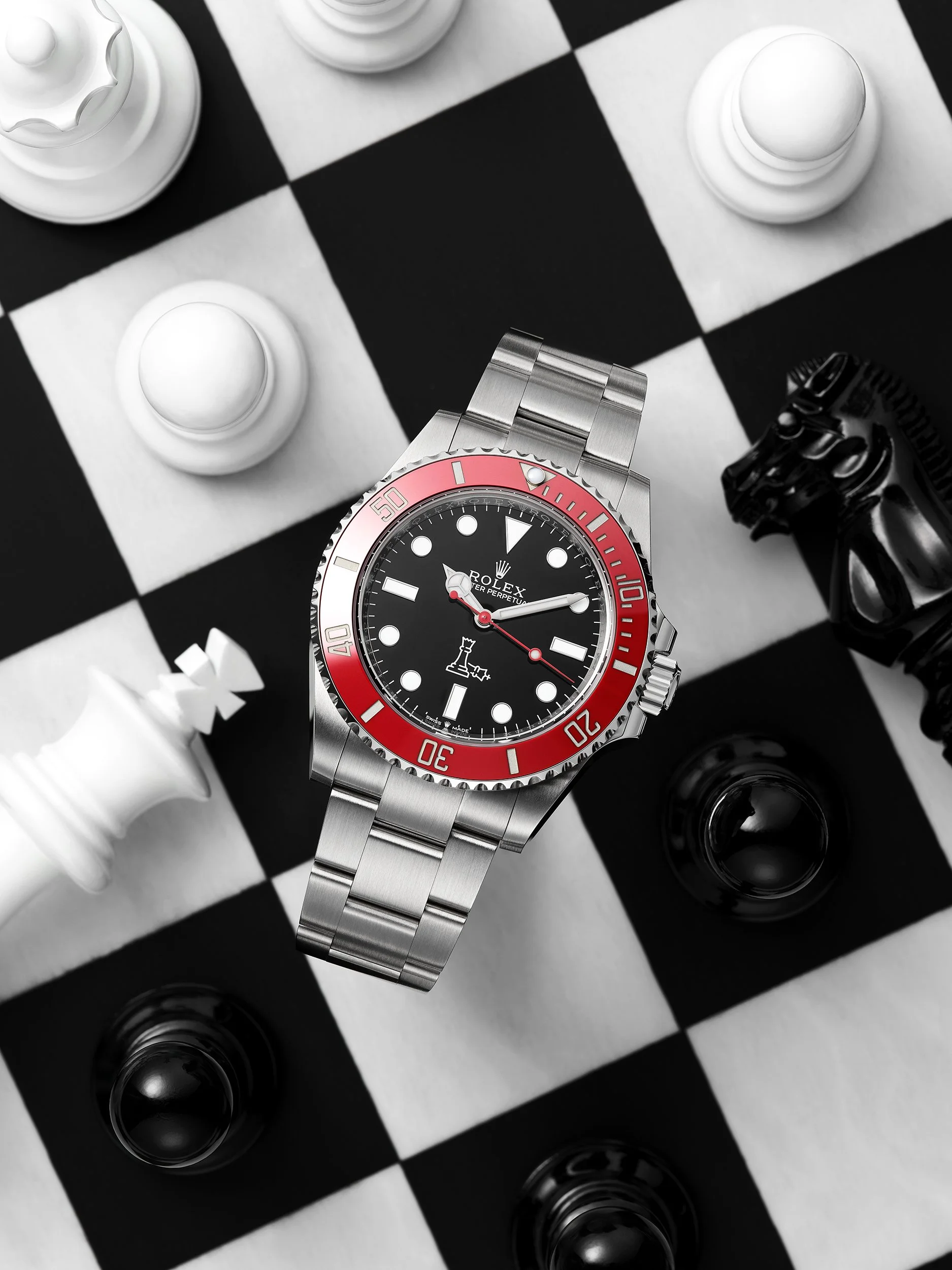Custom Chess Rolex Oyster Perpetual photographed by jewellery and watch photographer Simon Lyle
