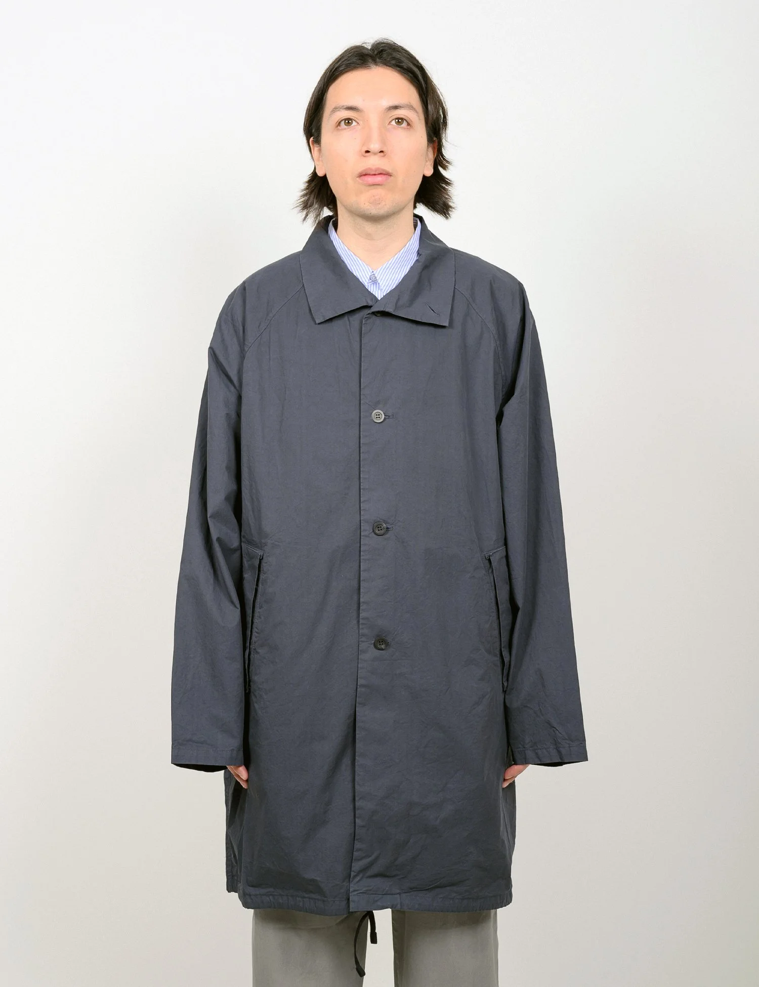 Still By Hand - BAL Collar Coat (Blue Gray) — EQUIPMENT