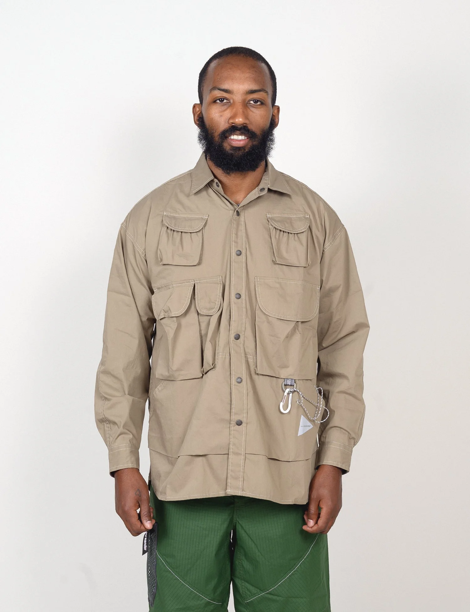 And Wander - Multi Pocket Shirt (Dark Beige) — EQUIPMENT