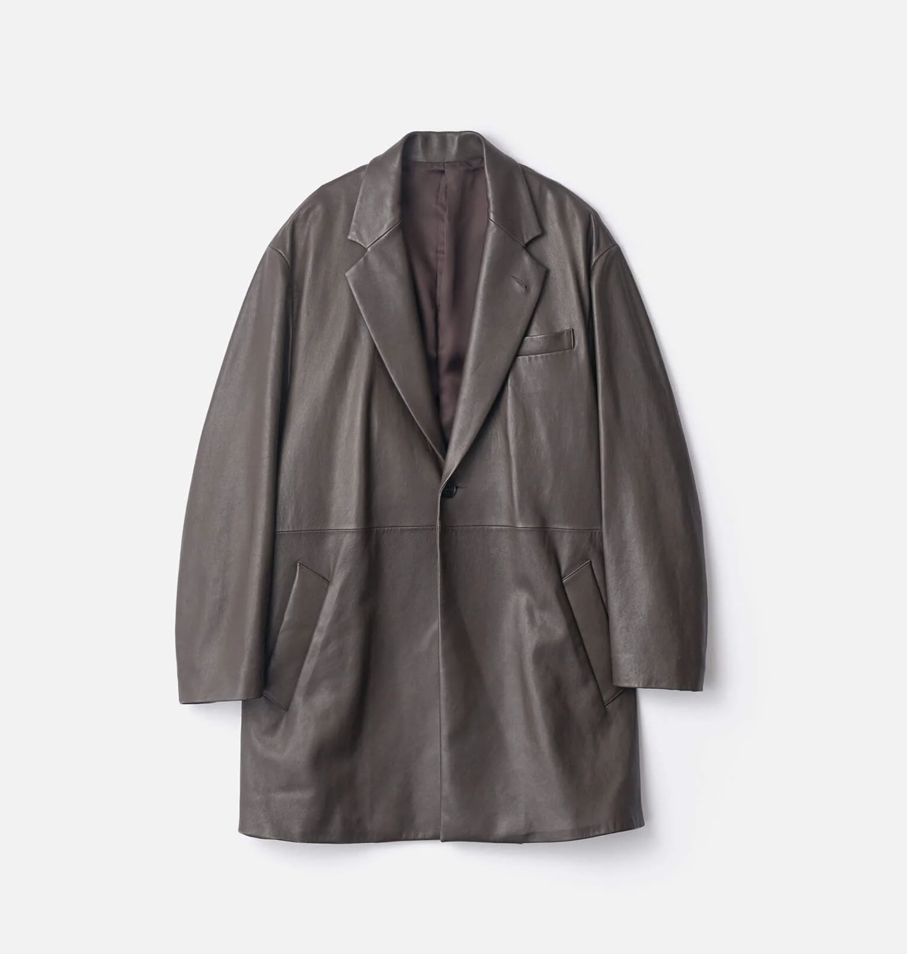 SSSTEIN - LAMBS LEATHER HALF COAT (DARK BROWN)