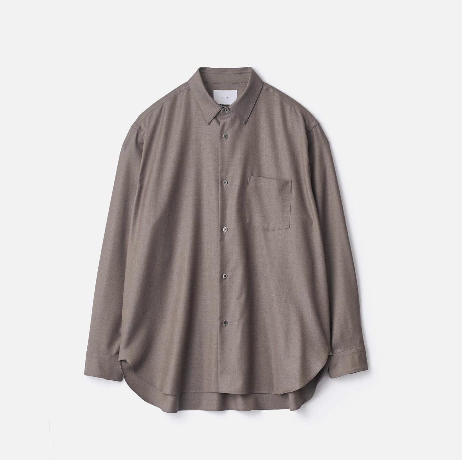 SSSTEIN – EXTRA FINE WOOL REGULAR COLLAR SHIRT (GREIGE)