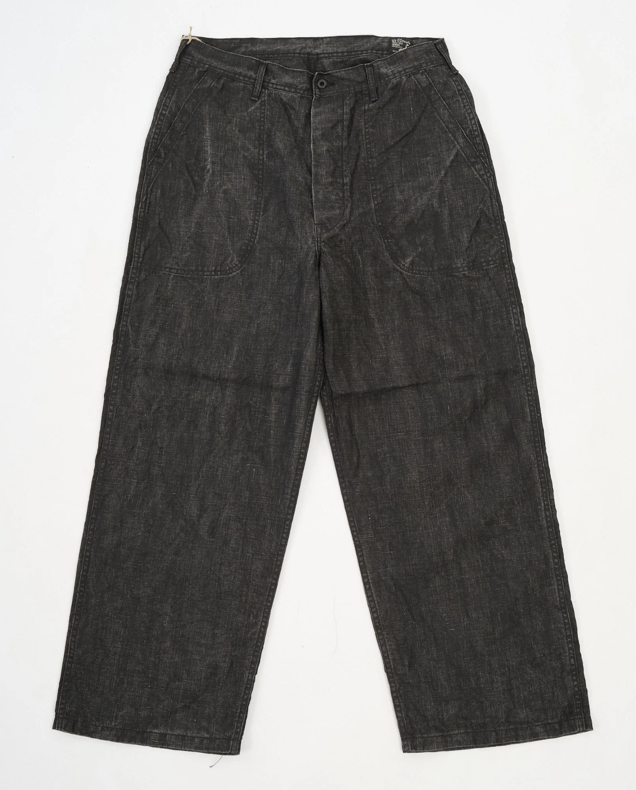 OrSlow - WWII 40's US Navy Sumi Coated Linen Utility Trousers (BLACK)