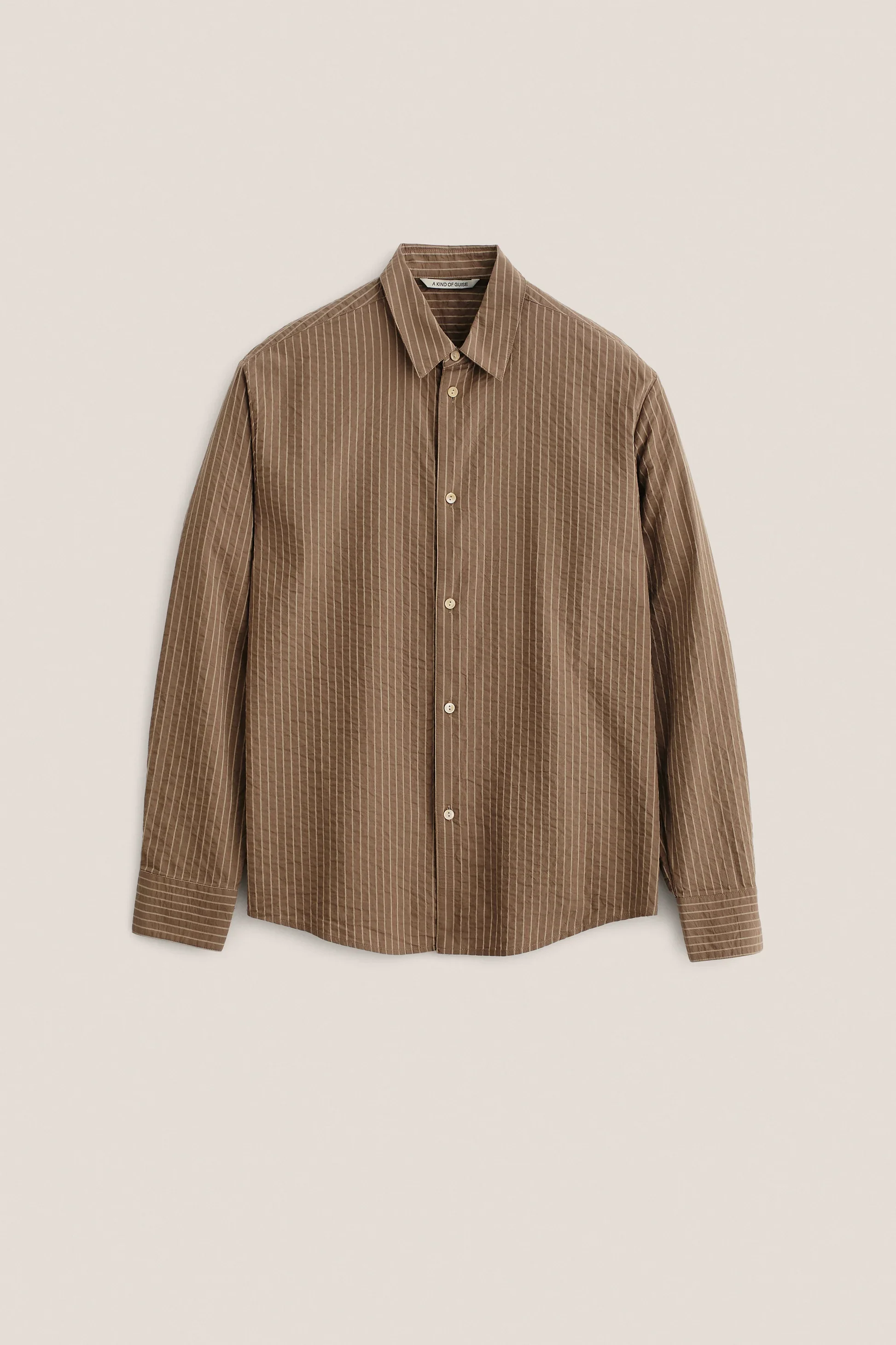 A Kind of Guise - FULVIO SHIRT (COCOA SEERSUCKER STRIPE)