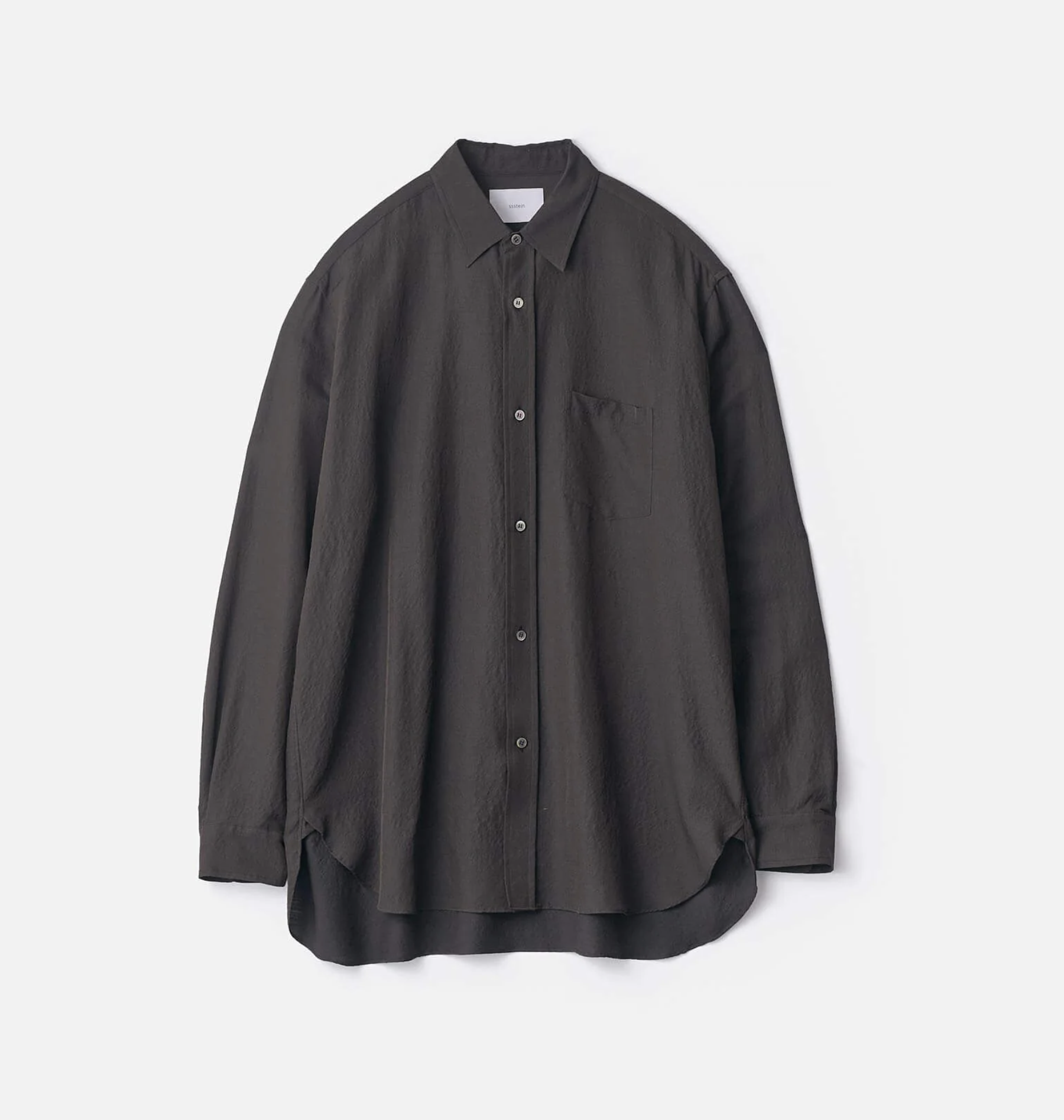 SSSTEIN – SILK OVERSIZED PLACKET SHIRT (DARK CHARCOAL)