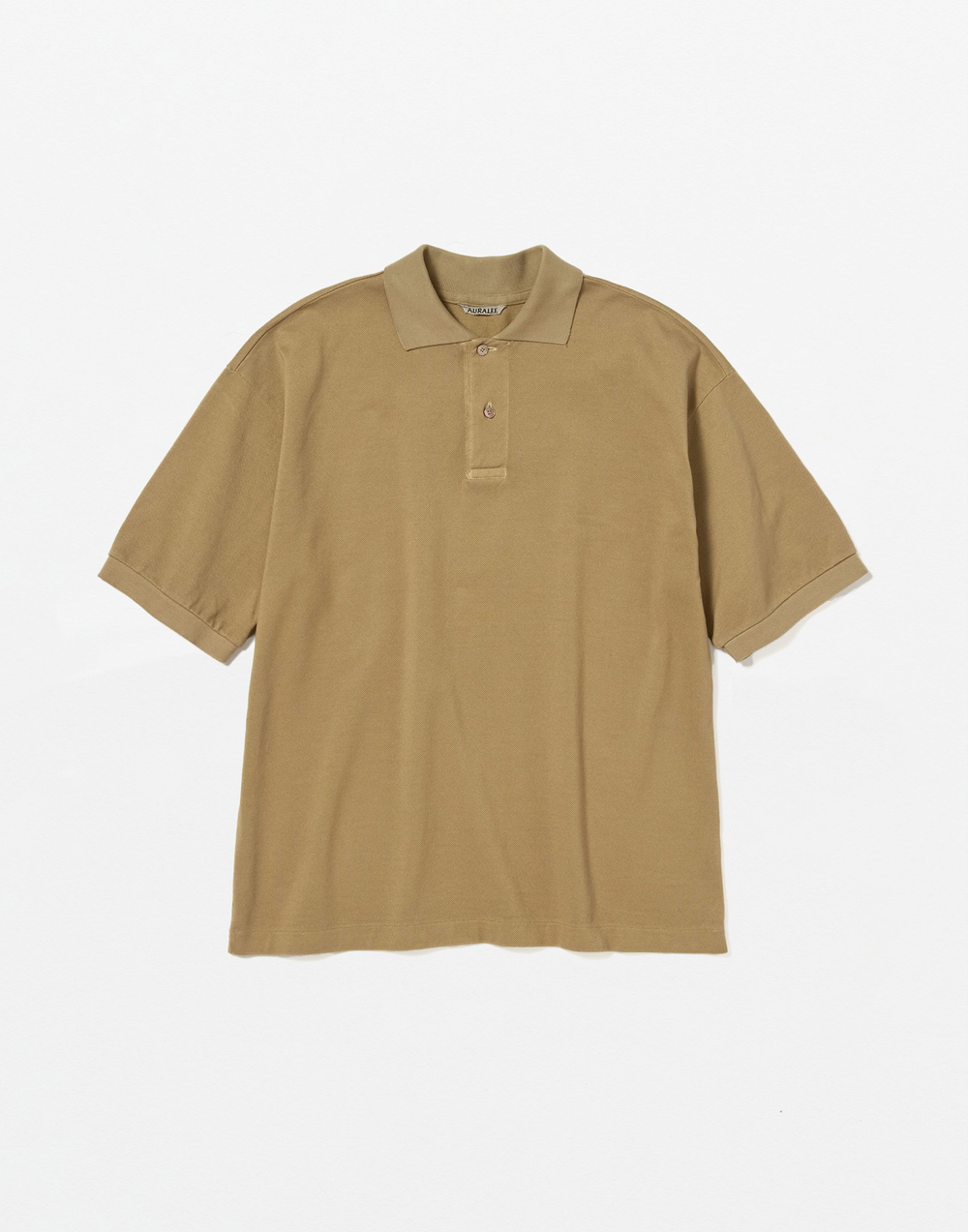 Auralee - PIMA COTTON HEAVY PIQUE POLO (KHAKI BEIGE) — EQUIPMENT