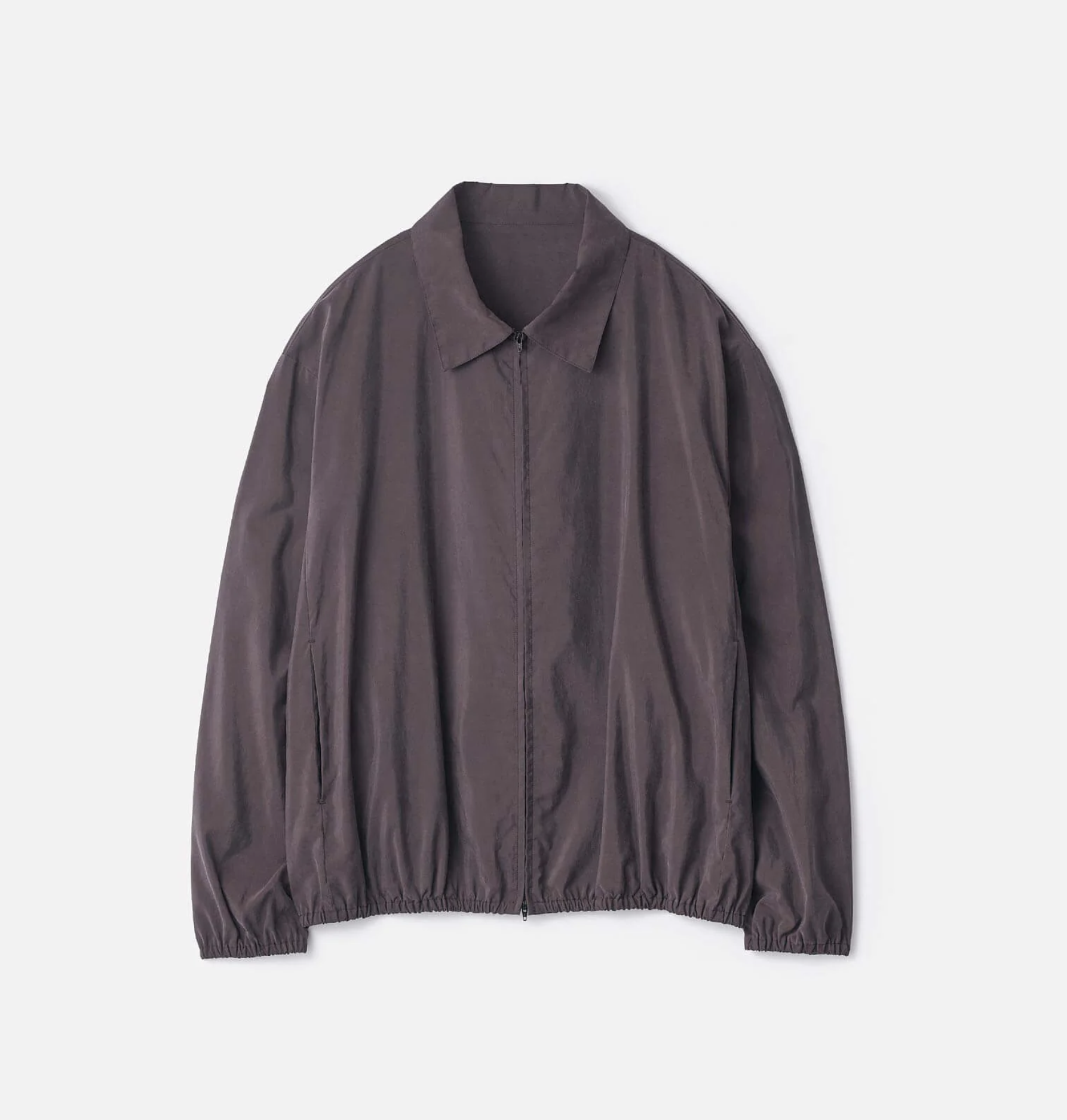 SSSTEIN – SILK NYLON COLLARED ZIP JACKET (CHARCOAL BROWN)
