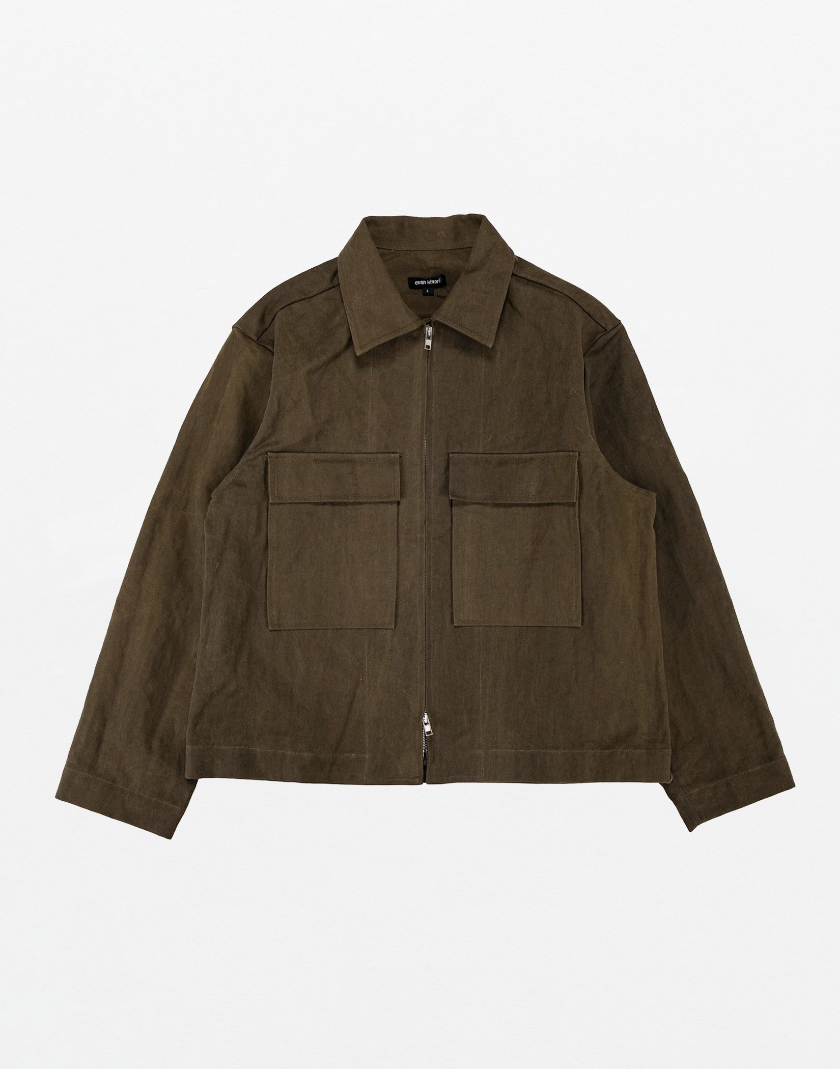 Evan Kinori - ZIP JACKET COTTON WASHI CANVAS (SUMI INK DYE)