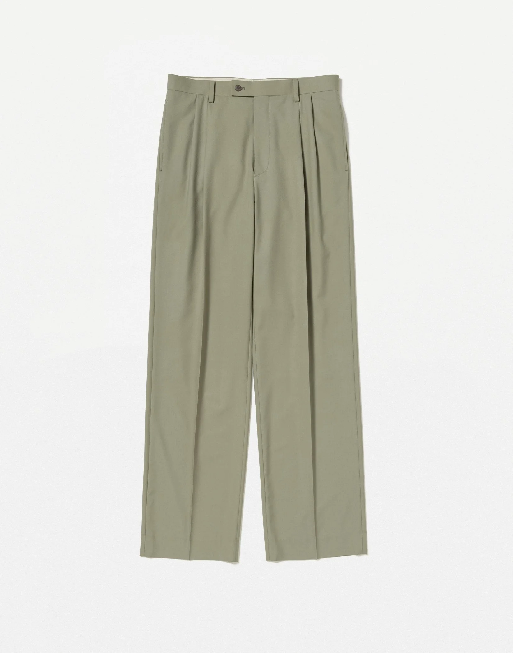 Auralee - ULTRA FINE TROPICAL WOOL TWO-TUCK SLACKS (LIGHT KHAKI)