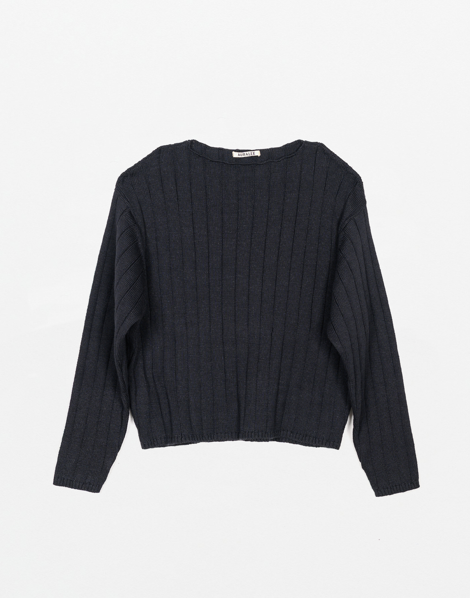 トップス AURALEE RIB KNIT BOAT NECK Auralee Milled Fr. Merino Rib Knit Boat Neck - Charcoal Gray