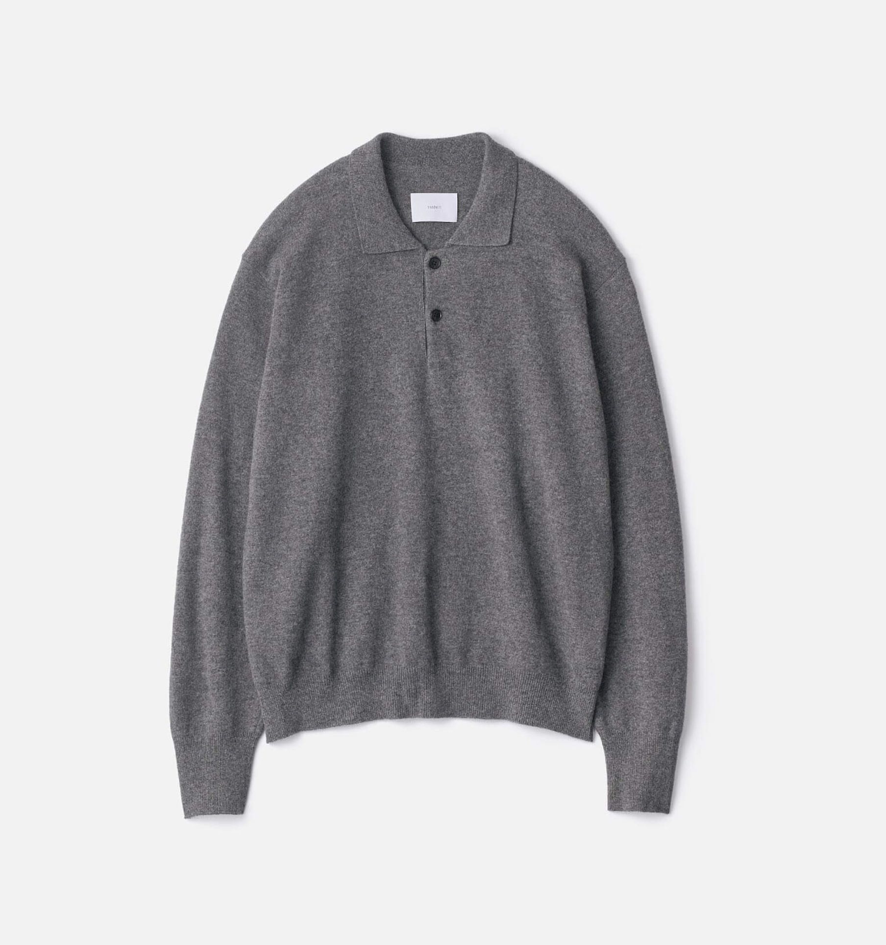 SSSTEIN – EXTRA FINE WOOL KNIT POLO (GREY)