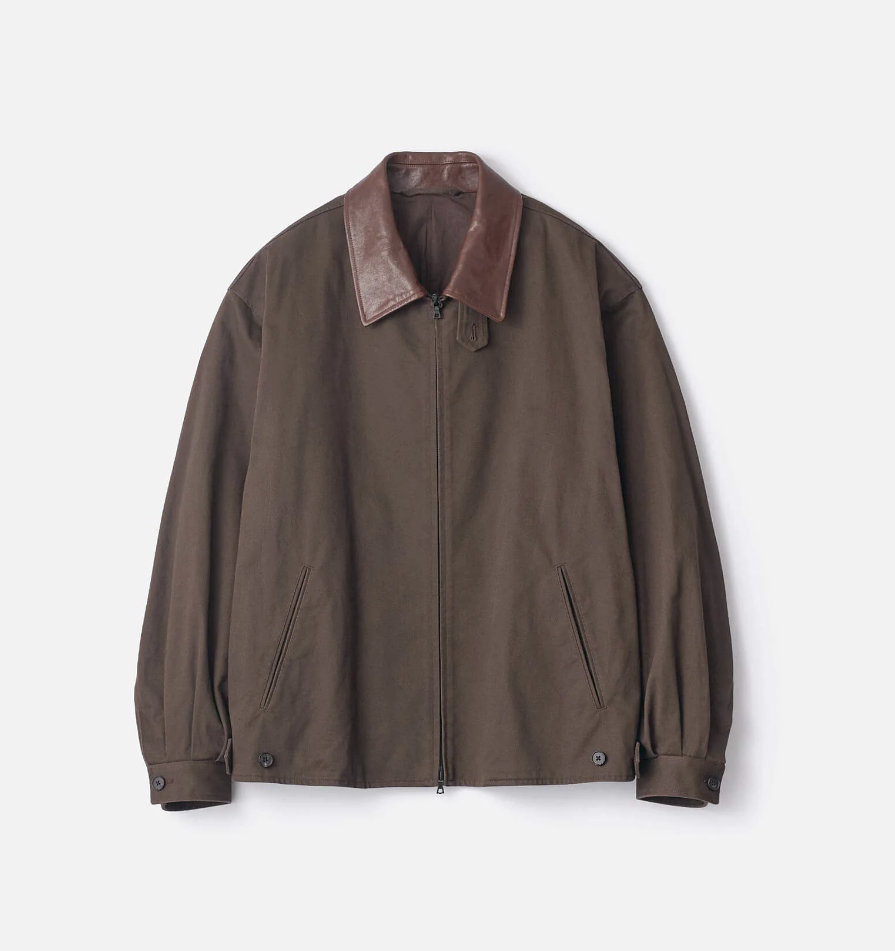 SSSTEIN - SULFER DYED BRUSHED CHINO ZIP JACKET (BROWN)