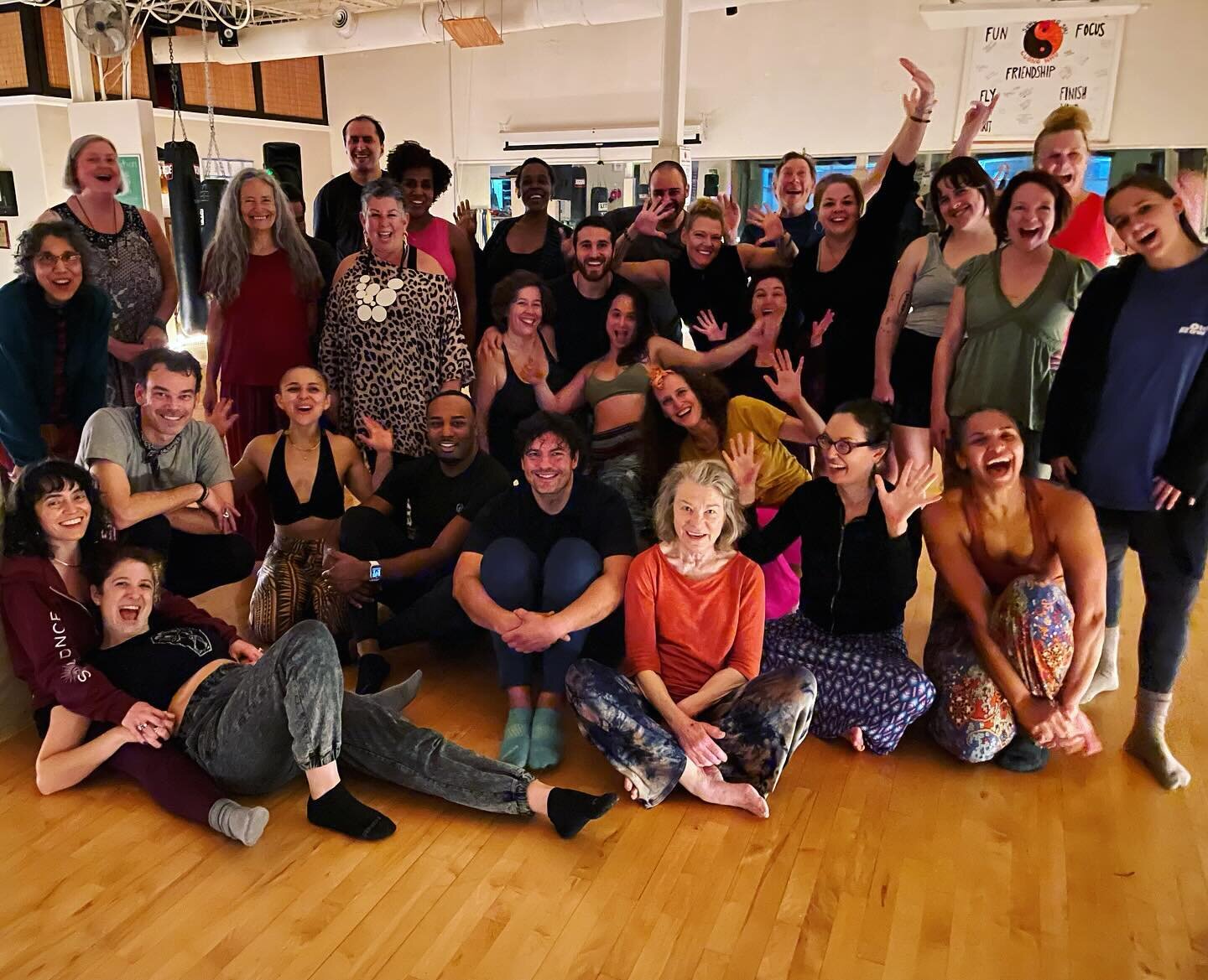 These beautiful lovely dancers!! TWO YEARS of holding this room down and it&rsquo;s FULL of vibrantly alive people of all ages, shapes and abilities. We&rsquo;ll be at 50-60 folks real soon, I can feel it. I want to give a shout out to my crew Neil B