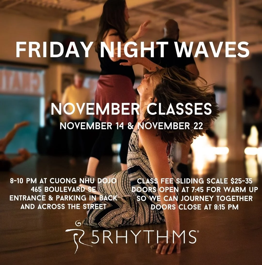How is it November already? Tuning in to this new season when our bodies need warmth &amp; movement, where we turn more inward to listen for the rhythms inside our hearts. Come as you are, leave lit from within. #5Rhythms #atlantadance #consciousdanc