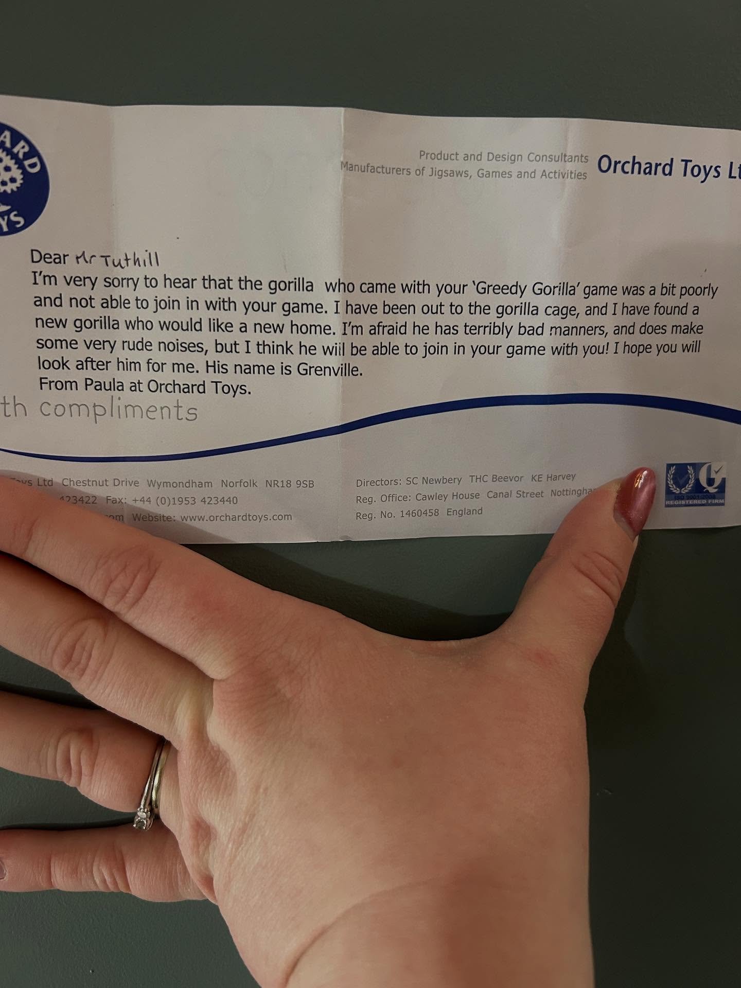 🚀 I found this today while tidying up ❤️

🦍 In about 2015, my beloved &lsquo;Greedy Gorilla&rsquo; toy I used a lot at work stop burping! I asked my grandad to fix it, because he could fix anything. But, despite many different solutions, he couldn&