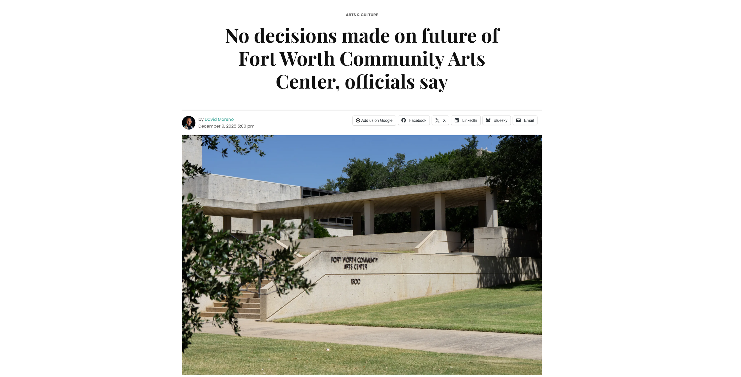 No decisions made on future of Fort Worth Community Arts Center, officials say